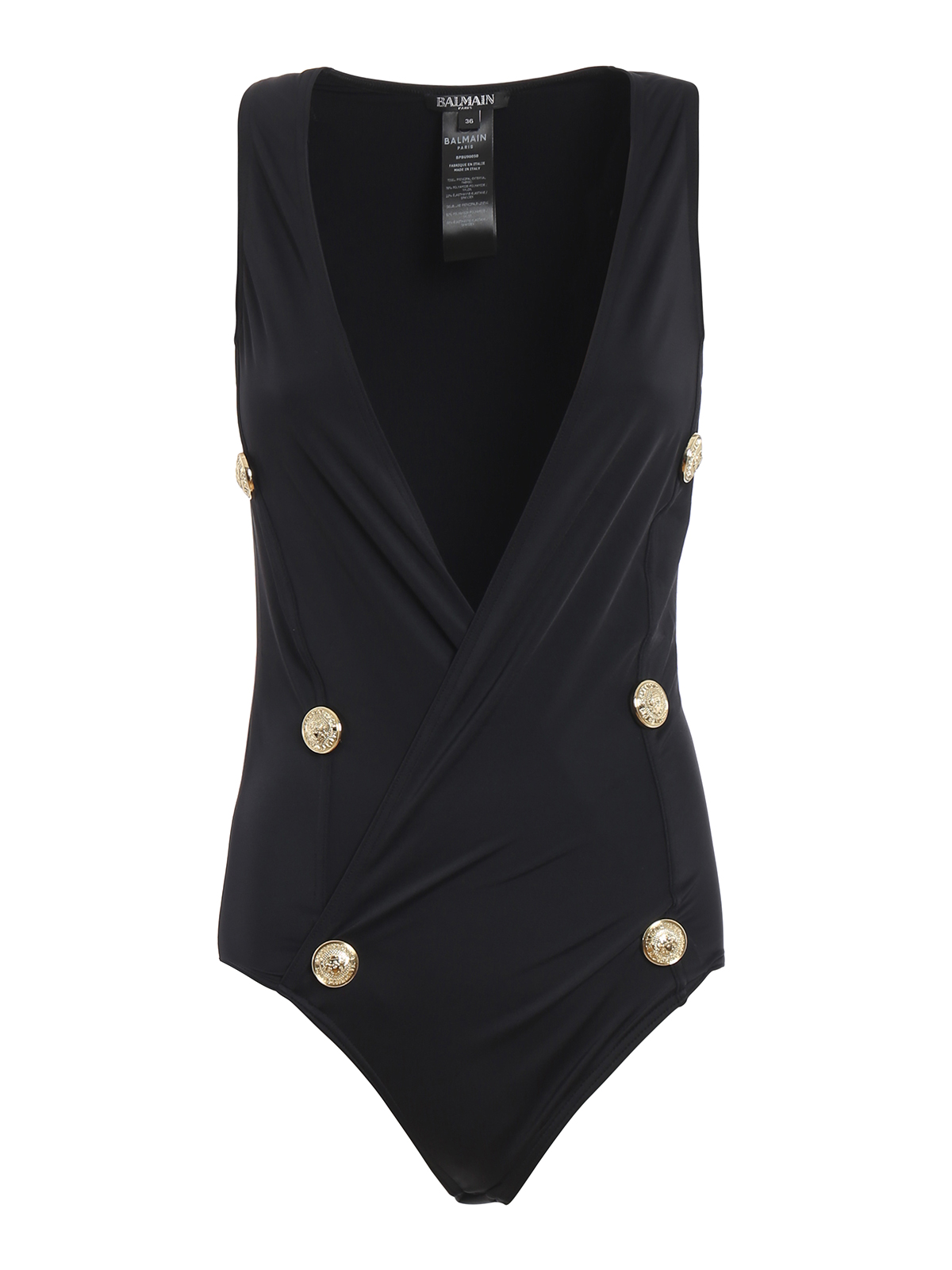 Balmain Embossed button double-breasted swimsuit | BPBU90050200
