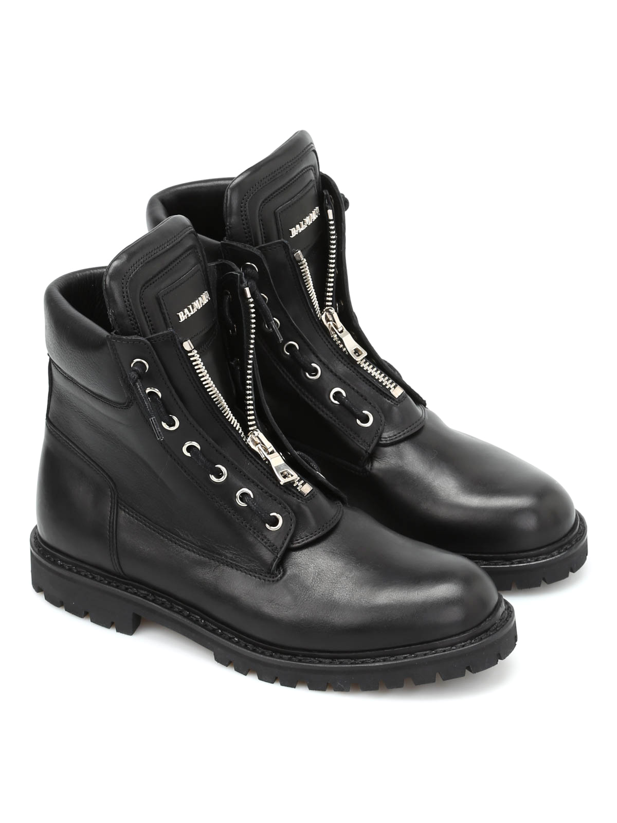 Ankle Balmain - Taiga leather zipped boots - W6HT988D523176