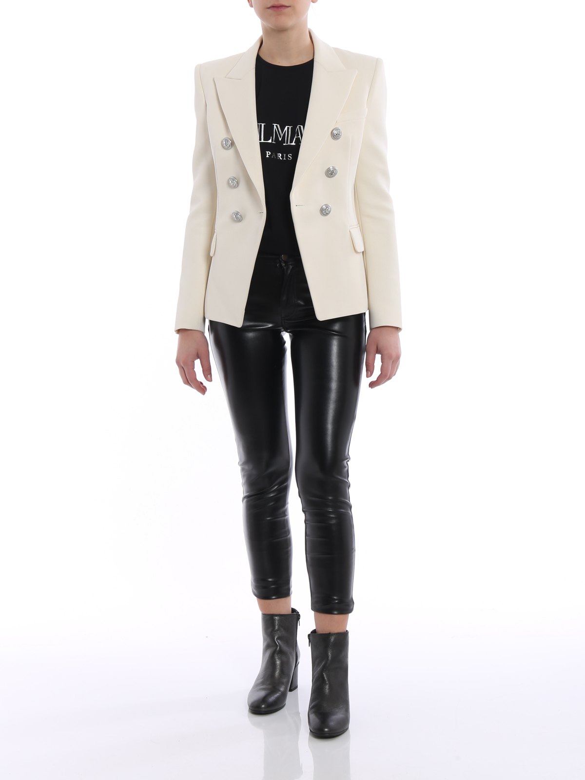 Balmain Twill fitted blazer - White - Women | 127212170LC0001