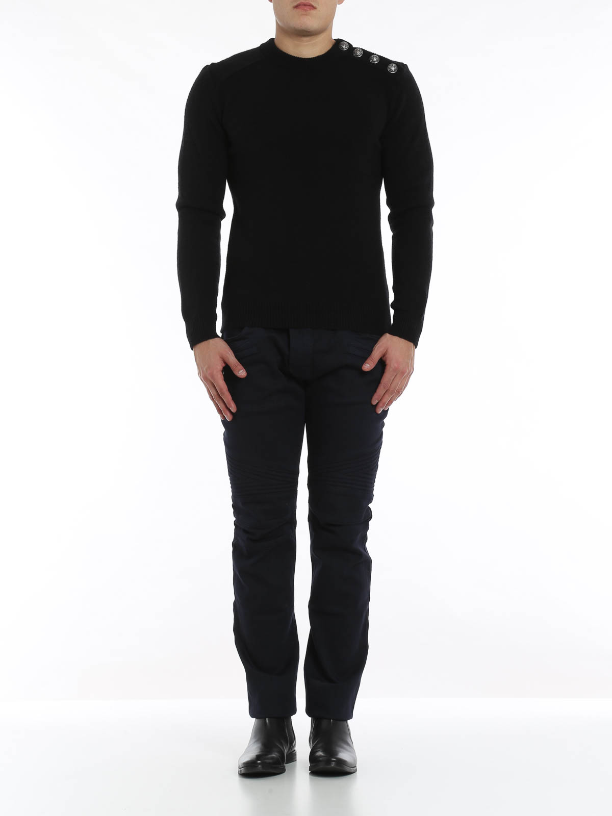 Balmain Sweater with buttons - Black - Men|W5HM654C327BLACK176