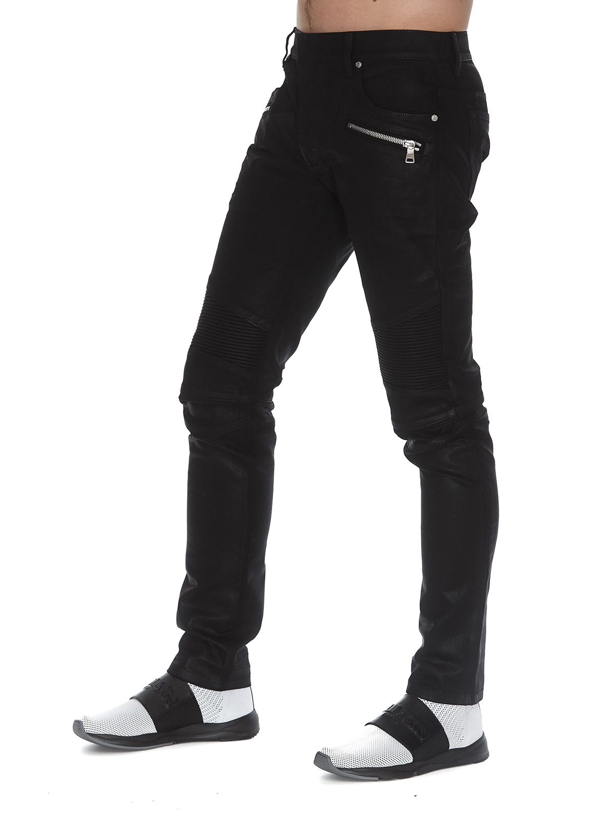 ekspertise stege brochure Straight leg jeans Balmain - Black denim biker jeans - RH15130Z0070PA
