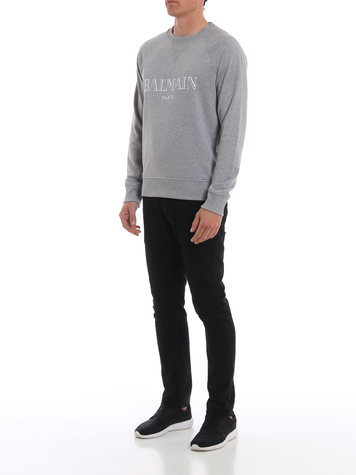 Balmain Balmain logo print melange sweatshirt | RH11679I0529AA
