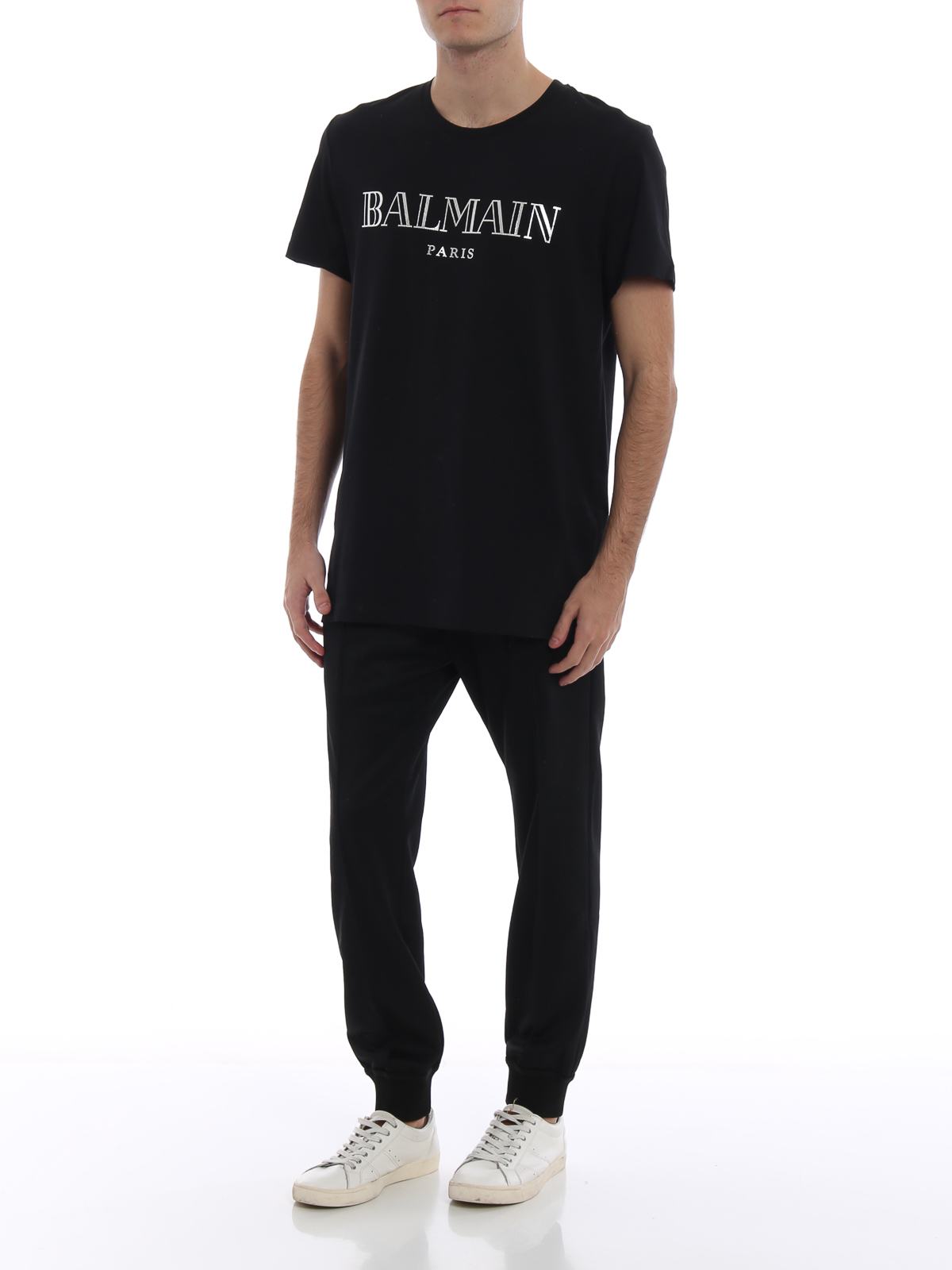 Balmain t shirt discount black and silver