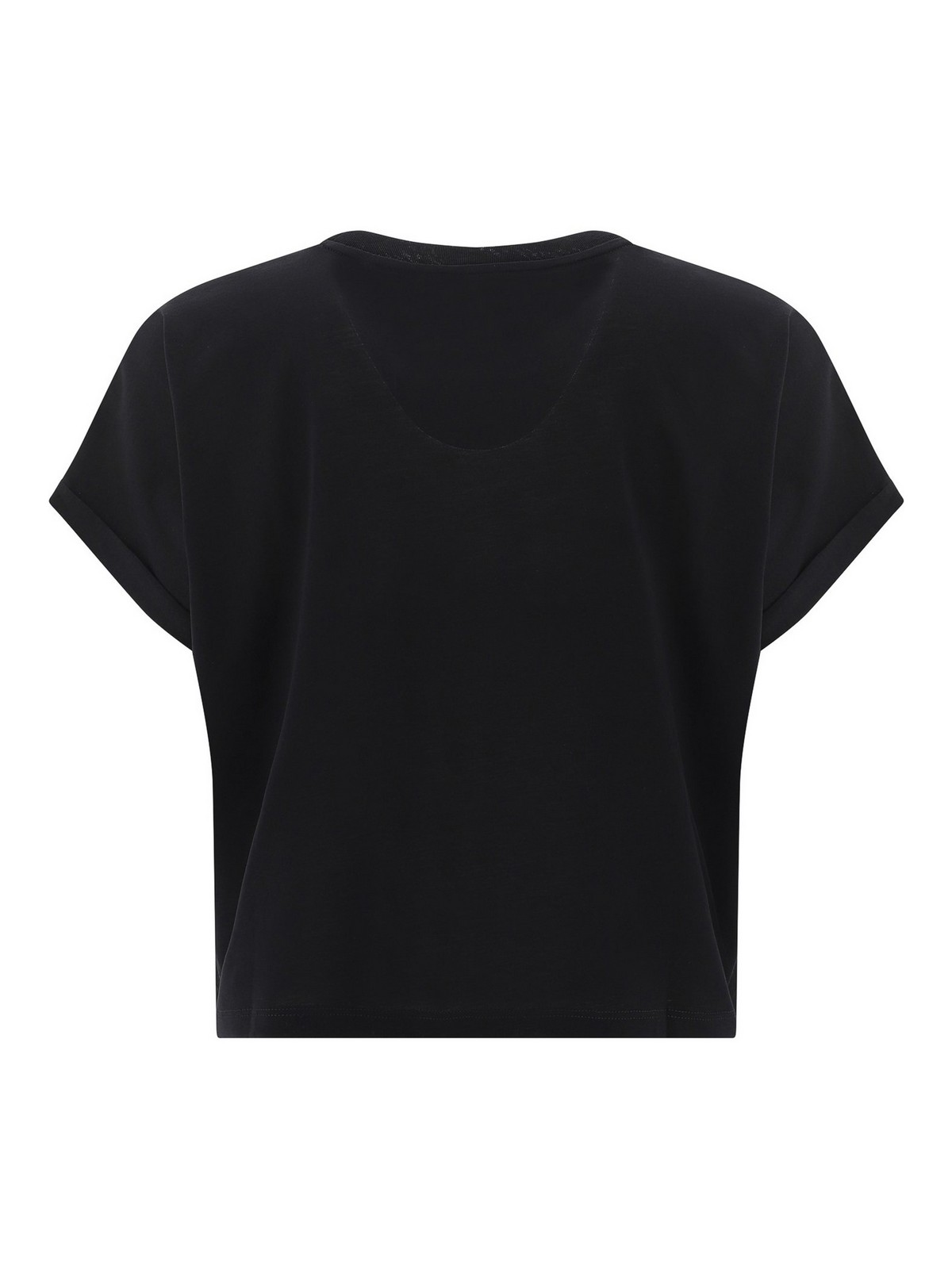Balmain Flocked Monogram Crewneck Jersey T-Shirt in Ivory/Black