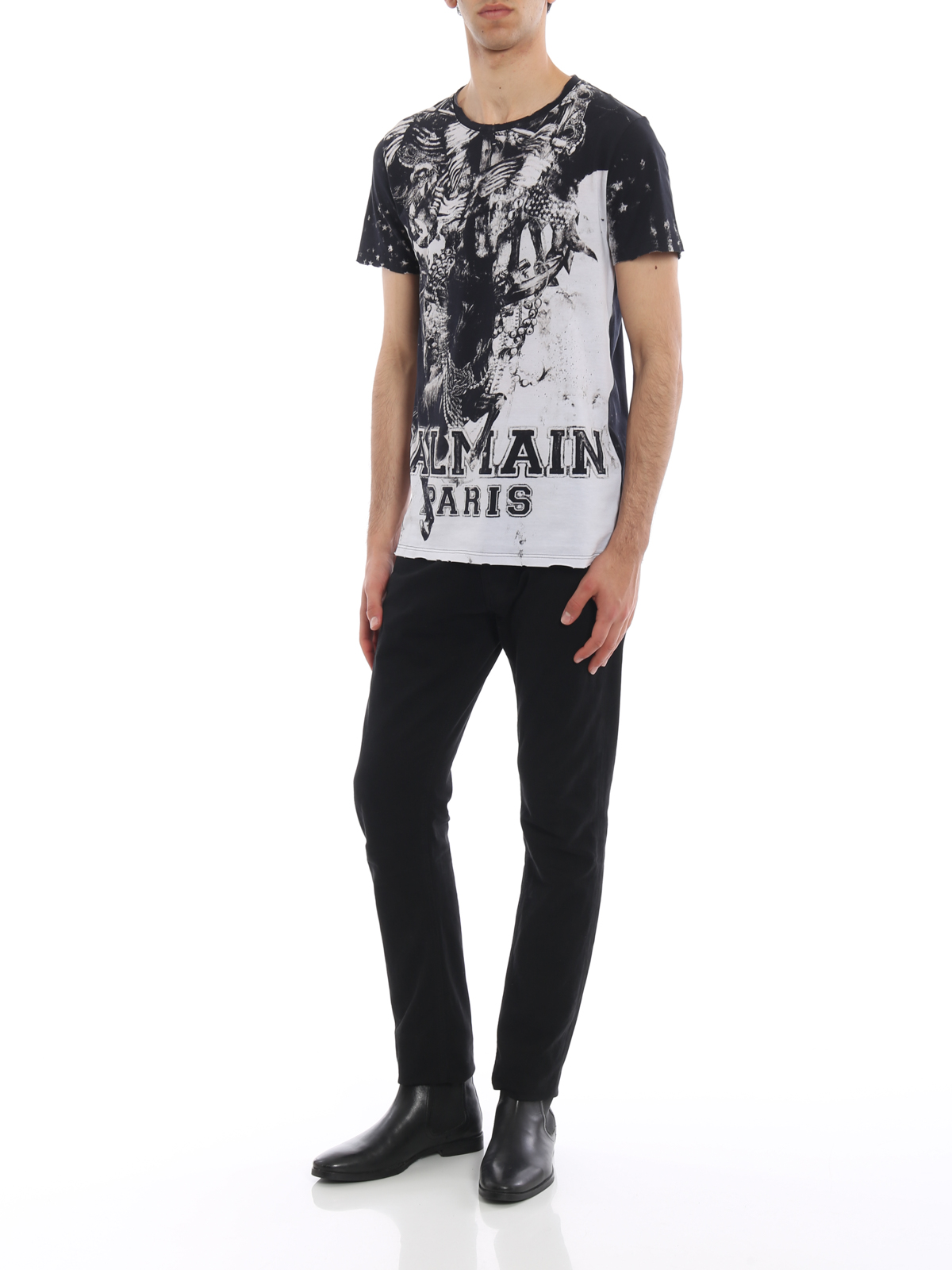 Balmain Horse print cotton T-shirt - Black - Men|S8H8601I087181