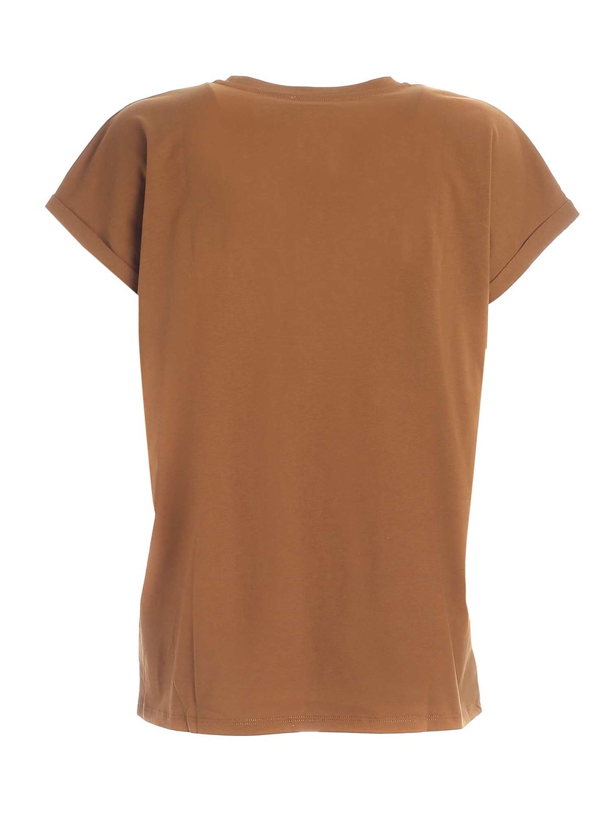 Mig selv absolutte bånd T-shirts Balmain - Logo patch T-shirt in camel color - UF01351I5908KJ
