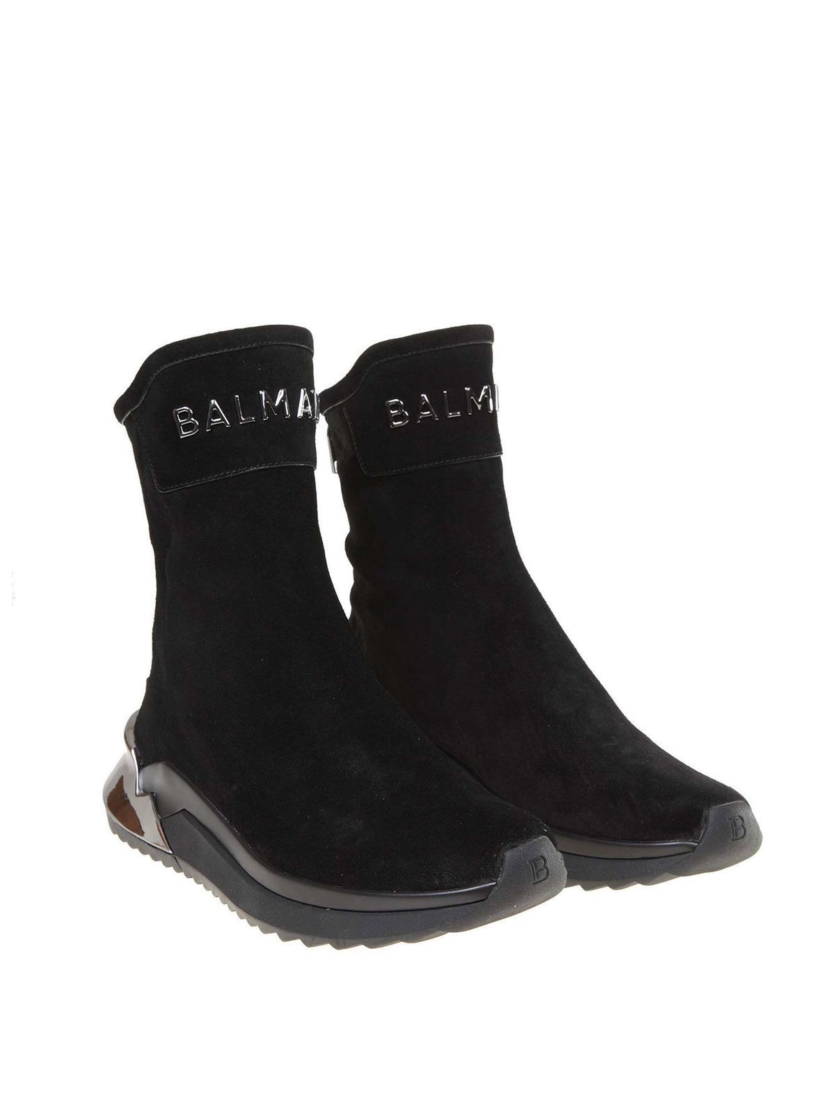 Hand-Crafted Elegance: Balmain Black Glove High Top Sneakers
