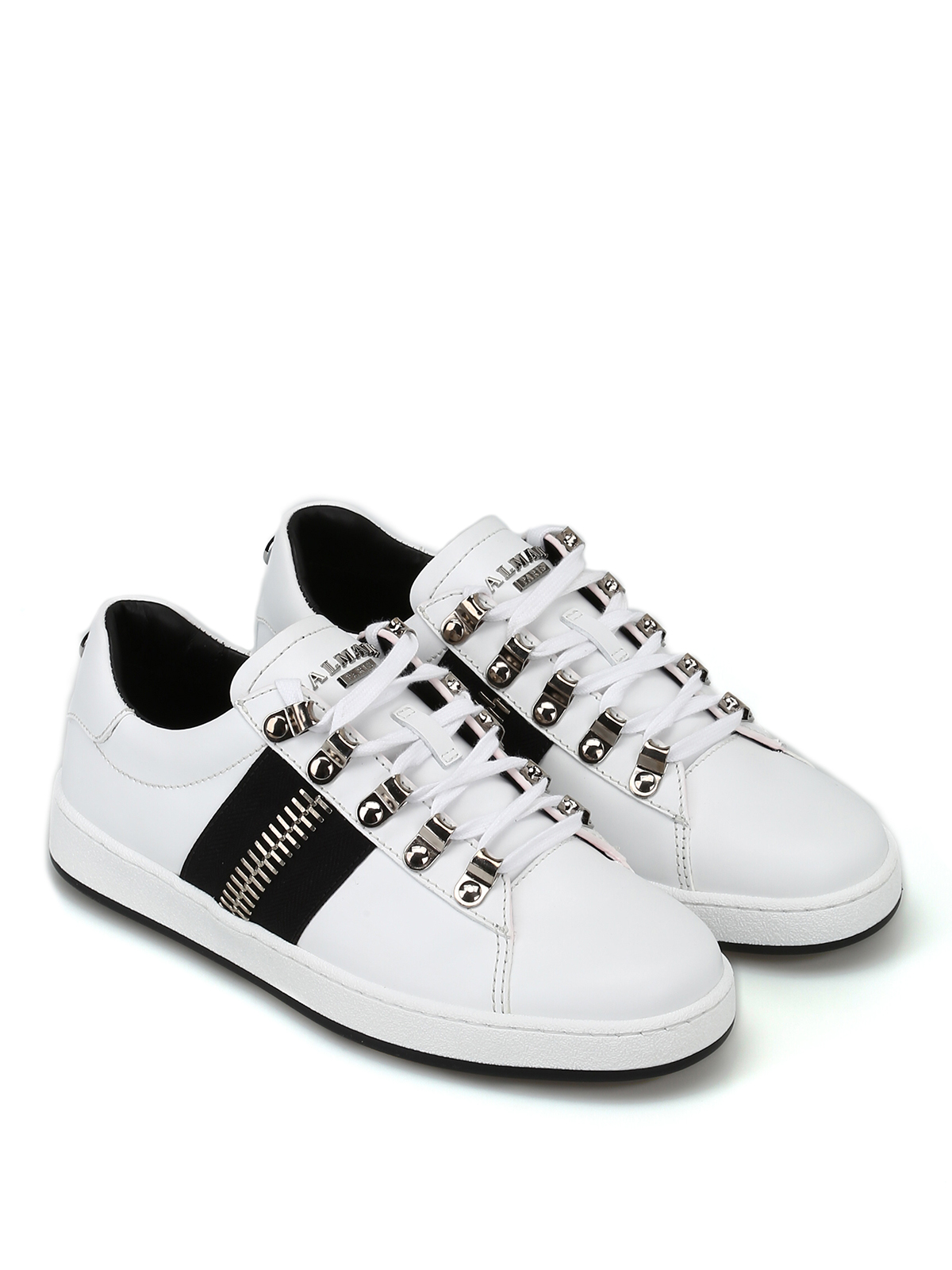 Balmain White leather Esther low top sneakers|W8FC353PVSY100