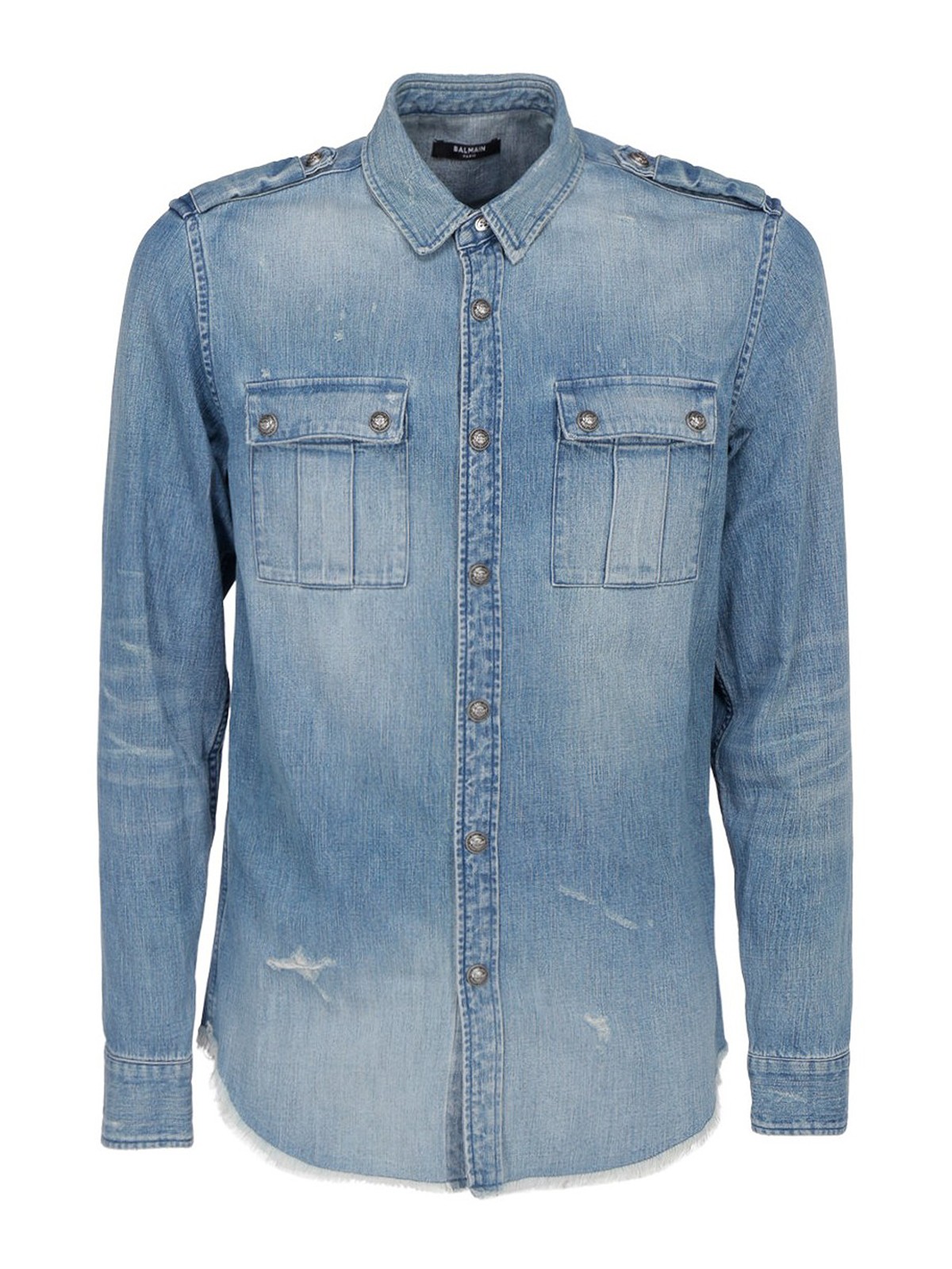 Balmain Denim shirt Light Blue Men VH1HC030027D6AA