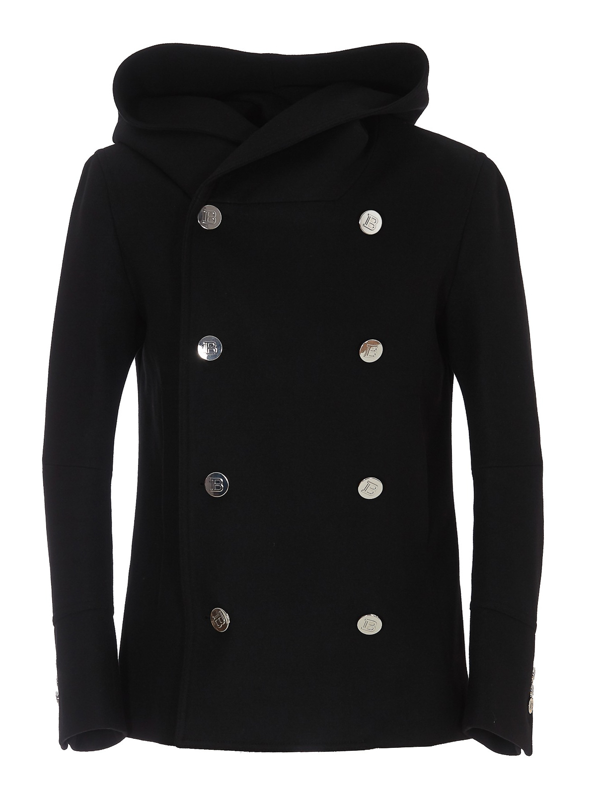 Balmain Wool blend pea coat - Black - Men | VH1UA005W0650PA
