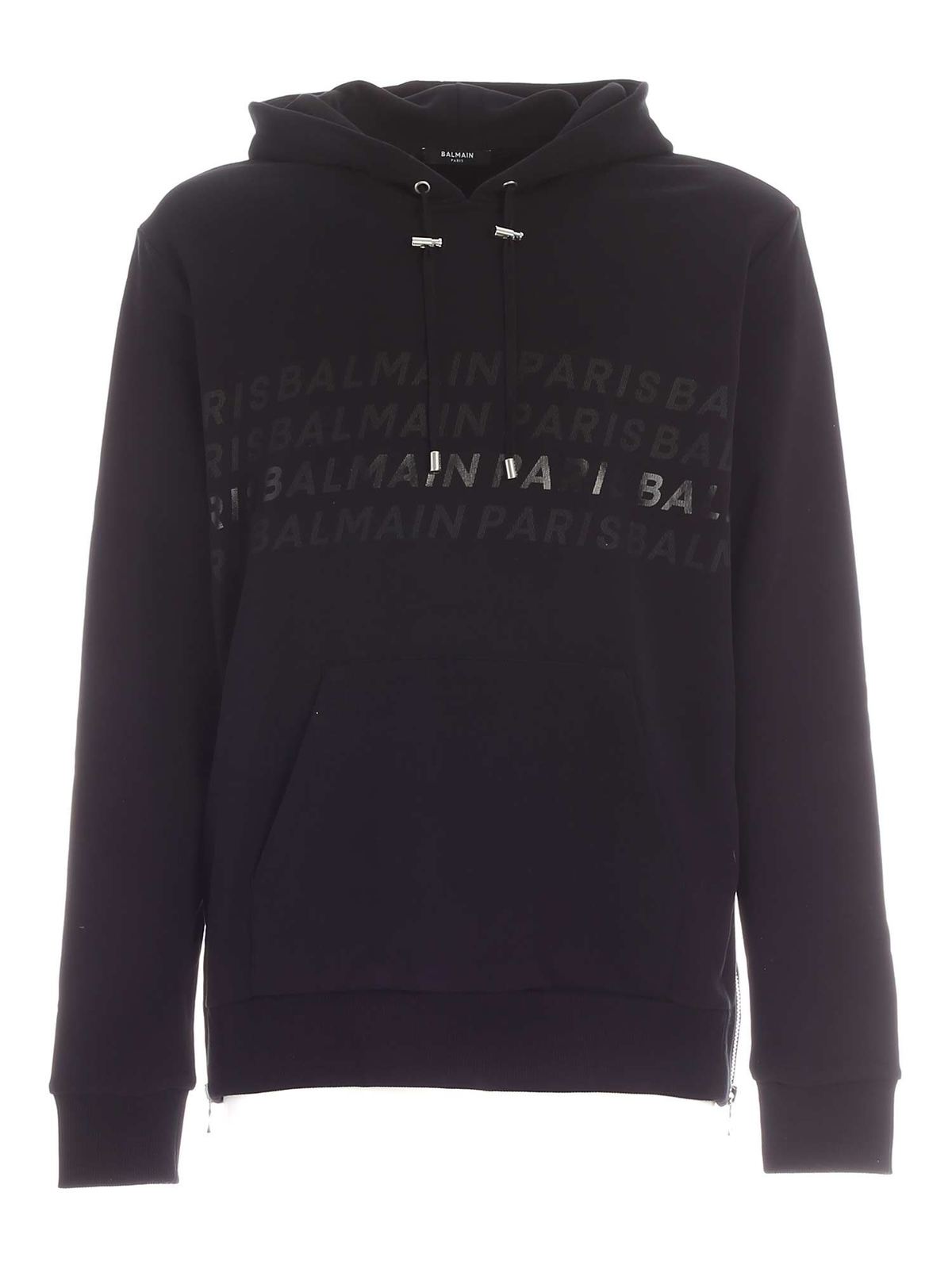 Balmain Side zip sweatshirt in black Black Men UH03642I3800PA