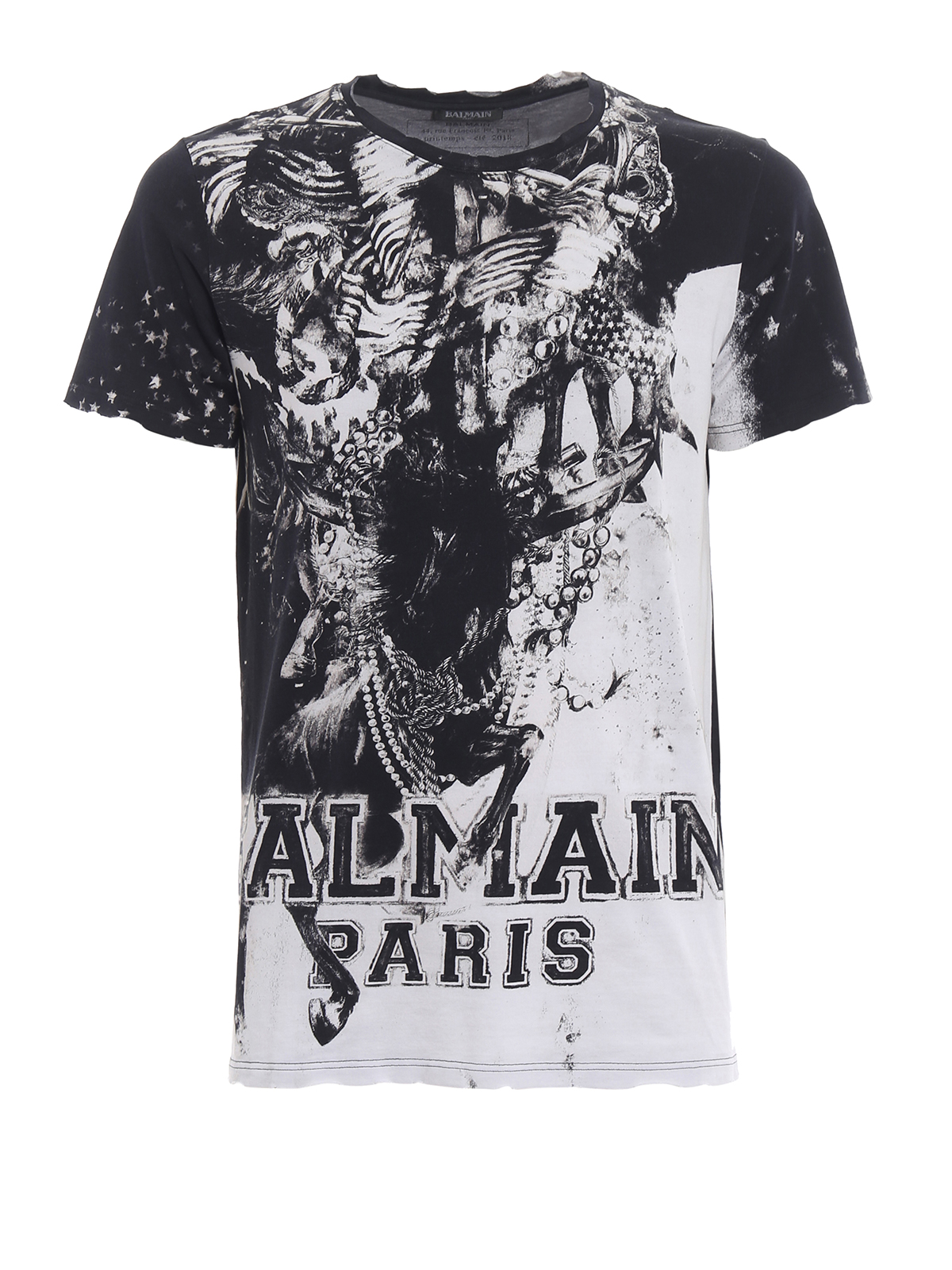 トップス BALMAIN horse print tee 18ss archive Balmain Horse print cotton T-shirt - Black - Men|S8H8601I087181