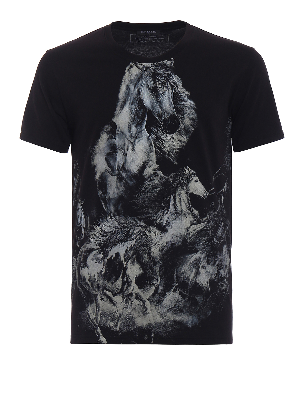 Balmain Horses print cotton T-shirt - Black - Men|S8H8601I150176