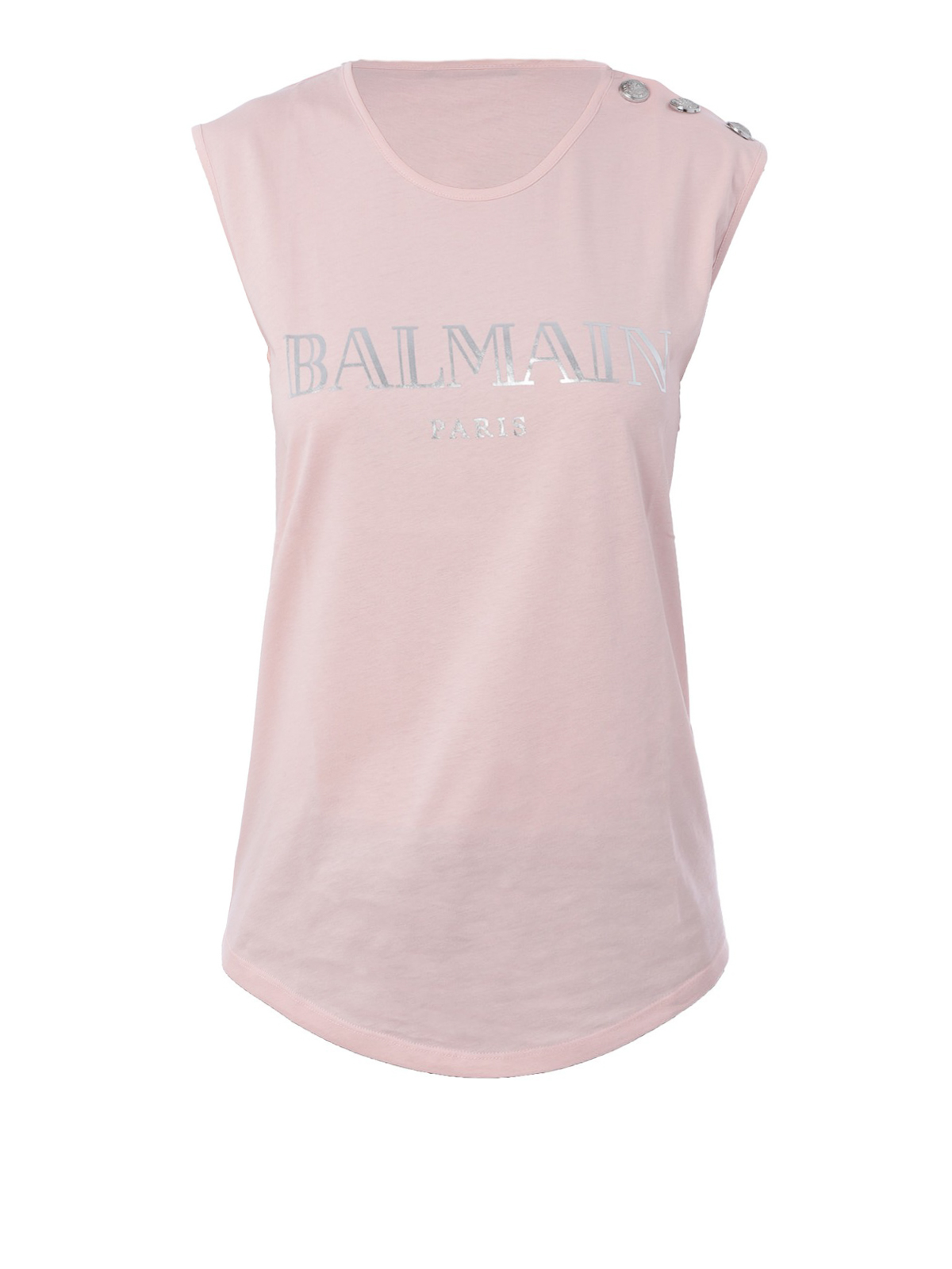 Balmain Logo Print Light Pink Cotton Tank Top