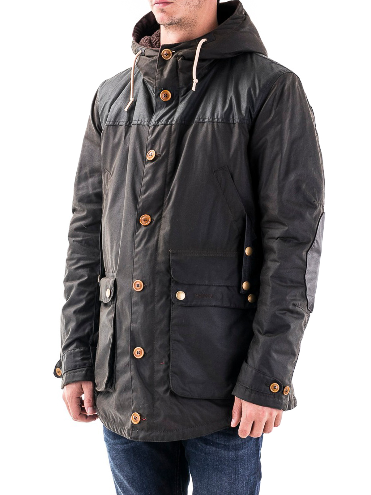 Barbour Hooded Button-down Jacket In Green