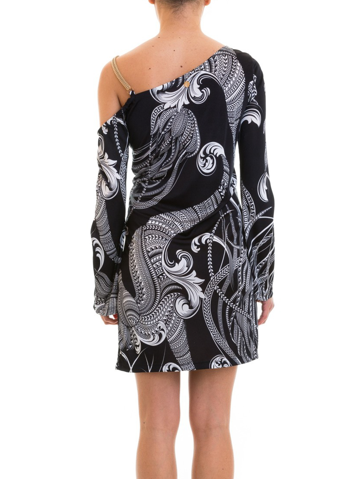 strapless open back dress Leopard Satin One Shoulder Maxi Dress With Slit