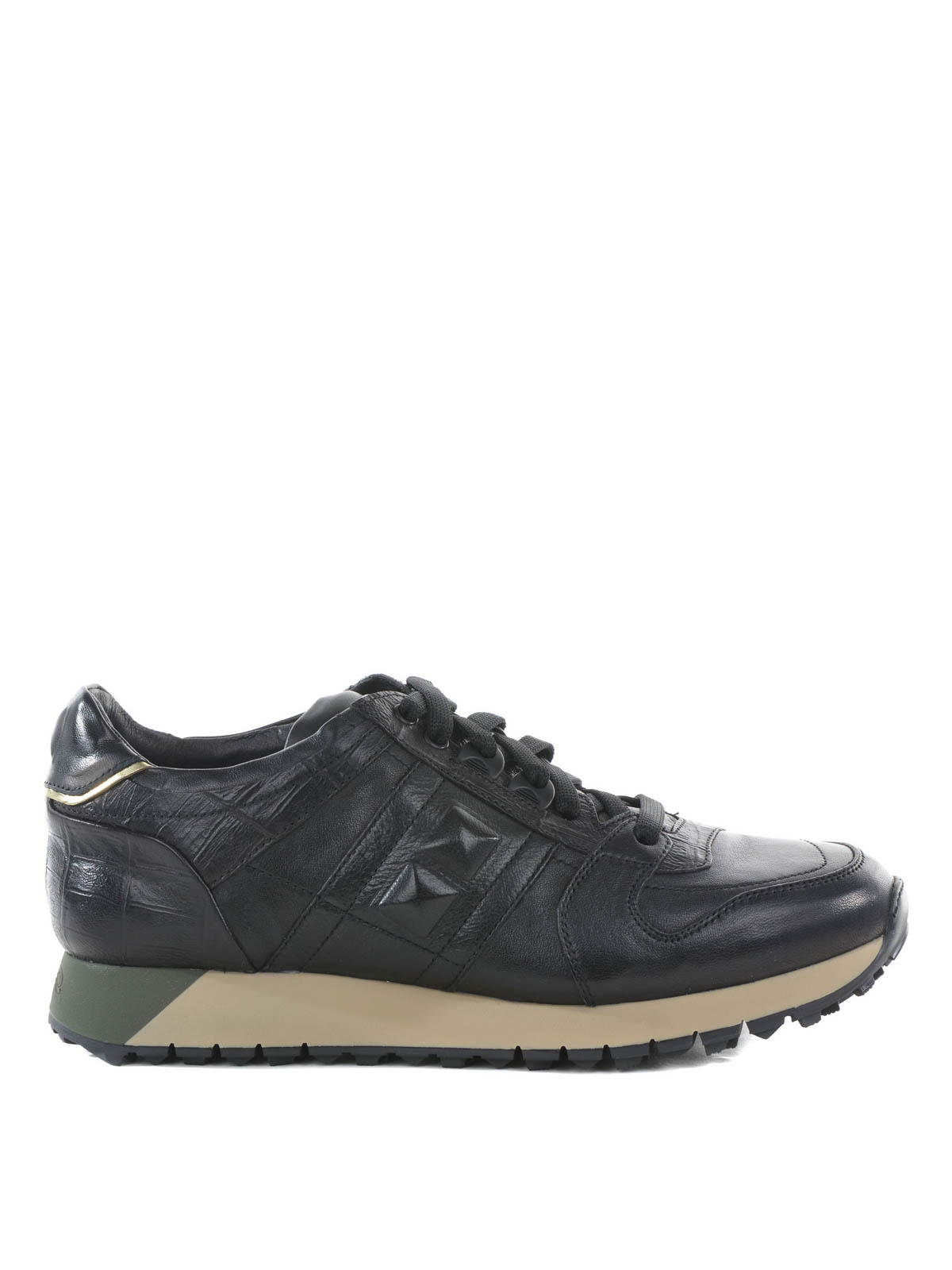 スニーカー Barracuda Black Leather Sneakers With Cushioned Sole Barracuda Studded leather sneakers - Black | BU2645C10HAV19NERO