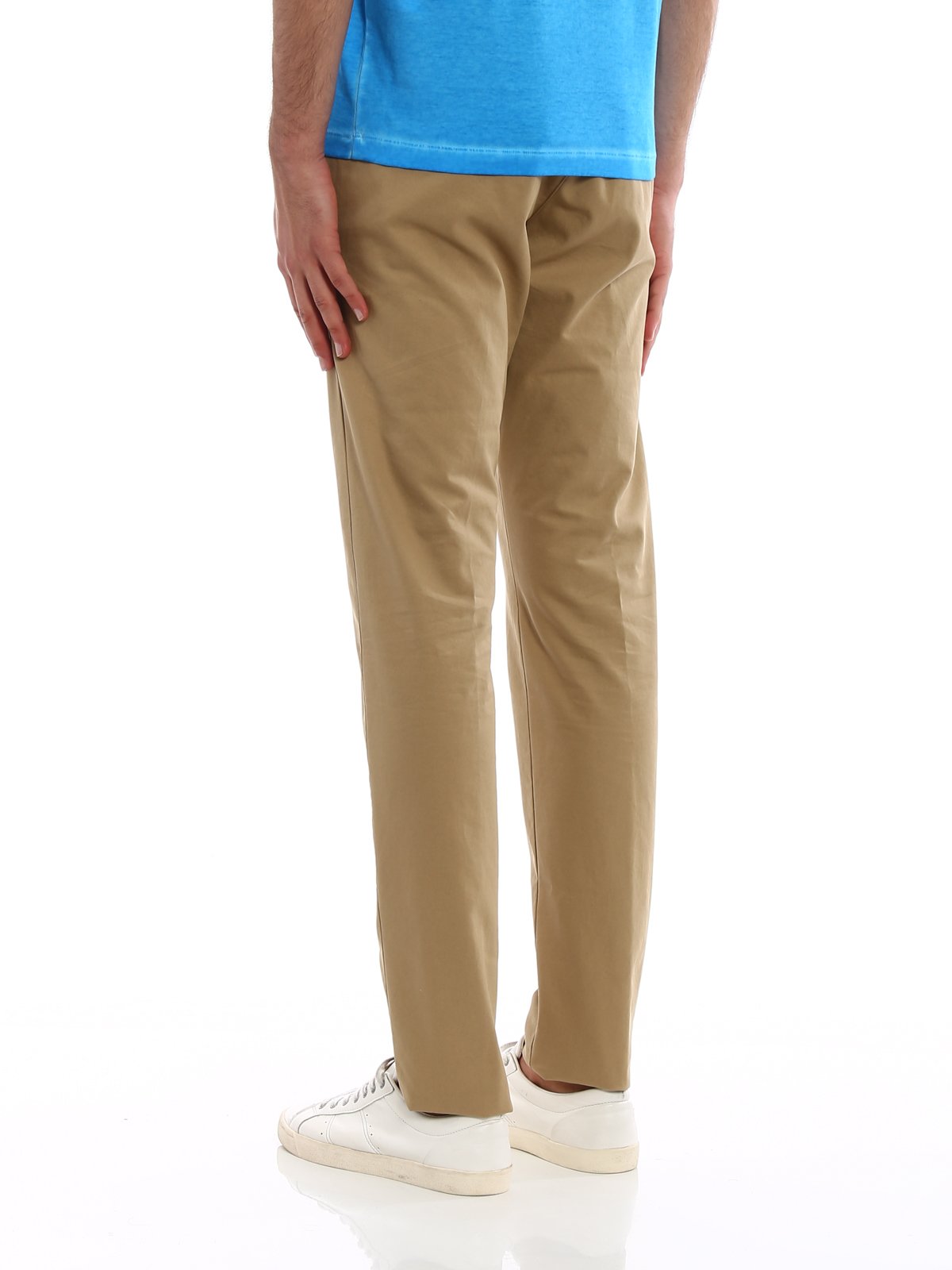 Shop Dsquared2 Beige Cotton Denim Chino Trousers In Beis