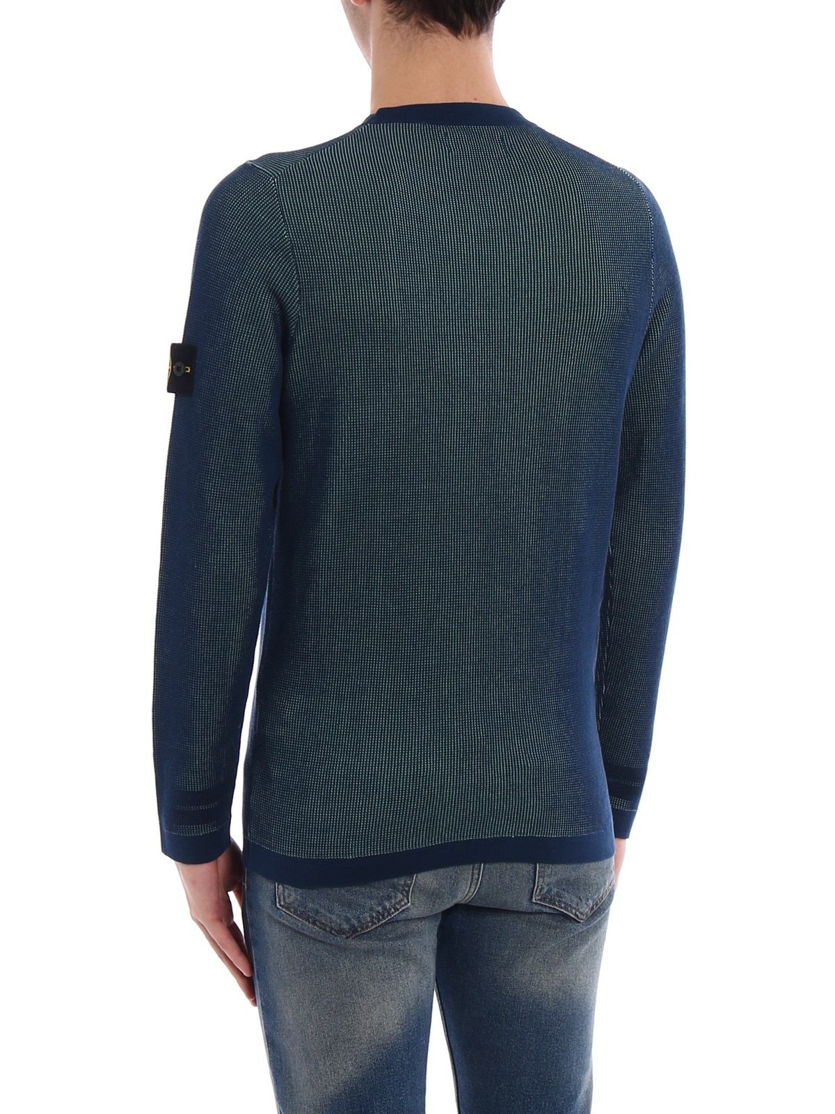 Stone Island Bicolour cotton sweater - Blue - Men|6815506A7V0063