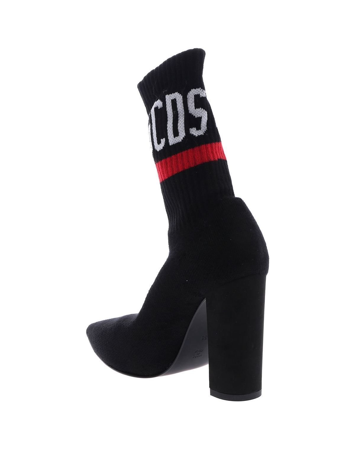 Shop Gcds Black Ankle Boots With  Logo In Negro