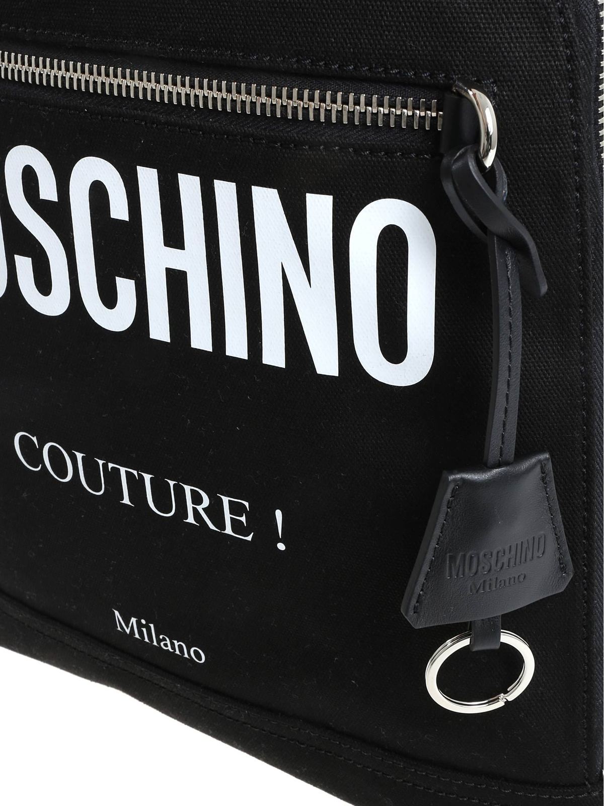 Shop Moschino Black Canvas Backpack In Negro