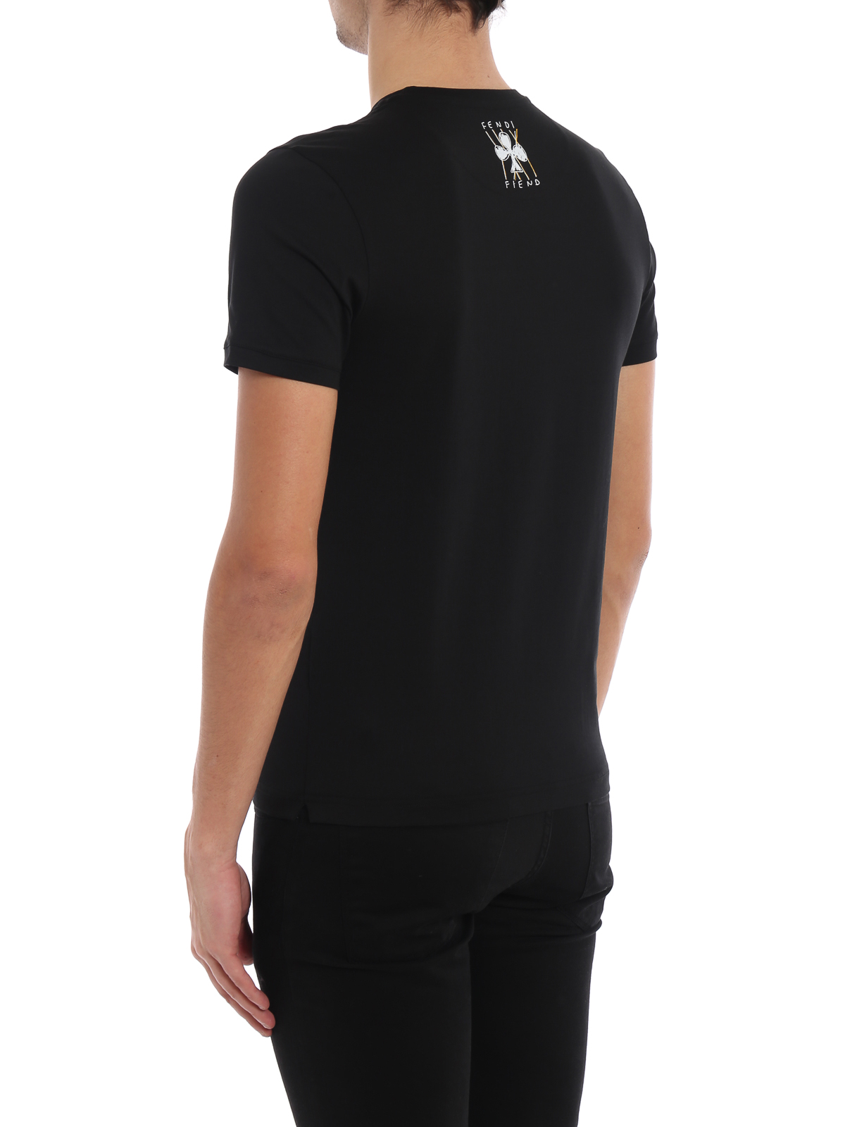 Fendi Black cotton printed T-shirt - Black - Men|FY0894A6ZNF0QA1