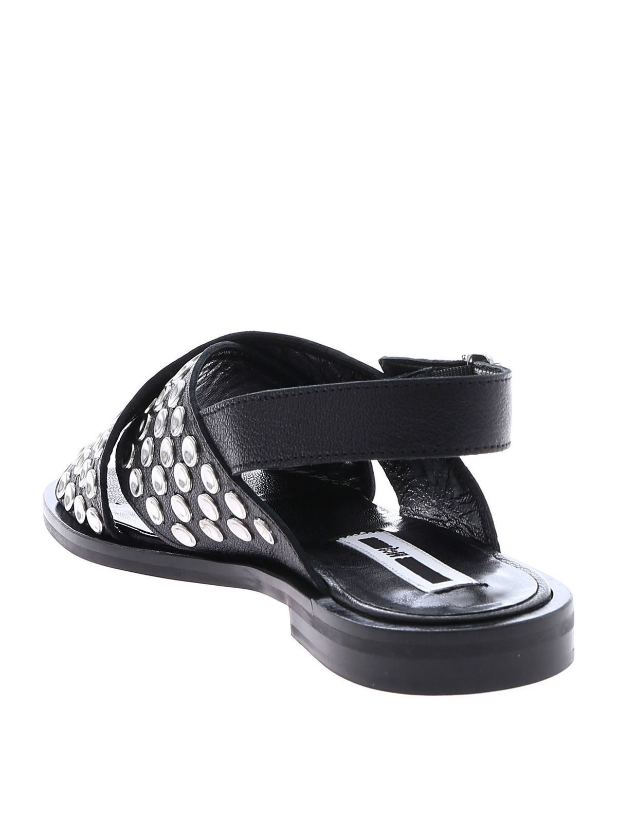 Shop Mcq By Alexander Mcqueen Black Kim Studded Sandals In Negro