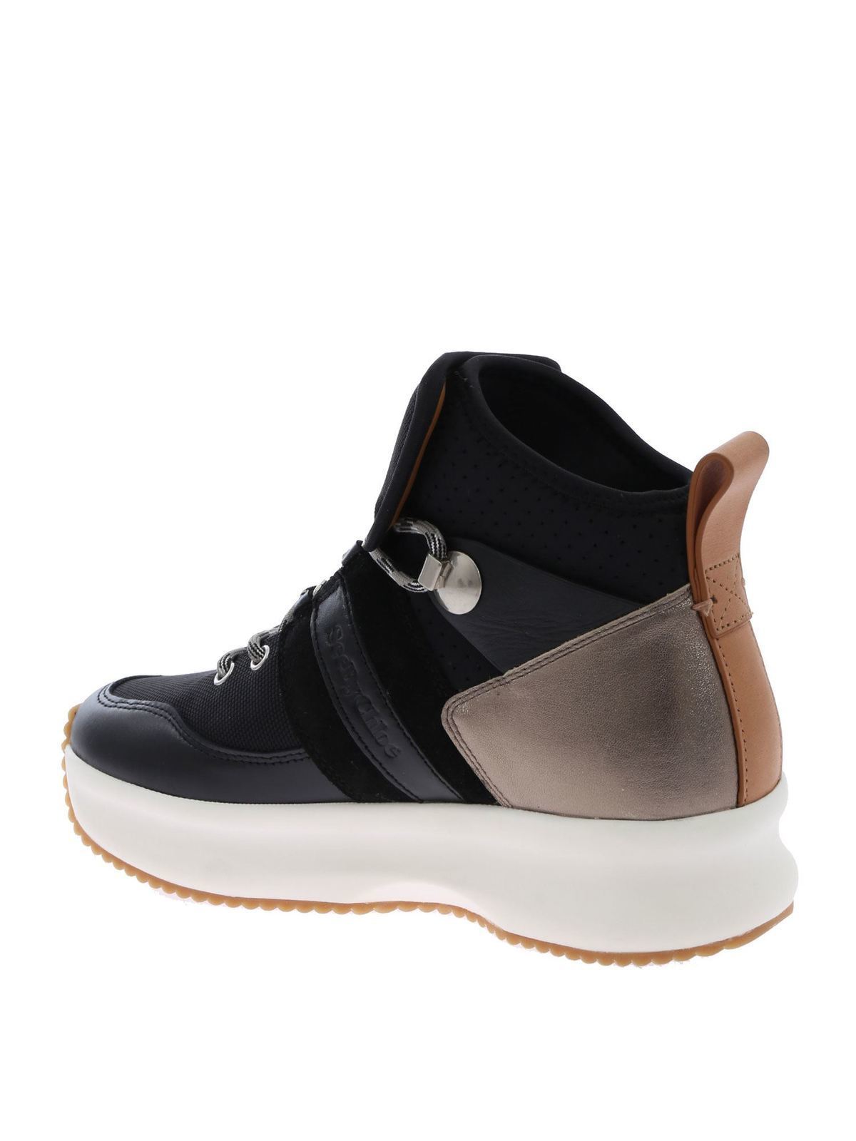 Shop See By Chloé Atena Leather Sneakers In Negro
