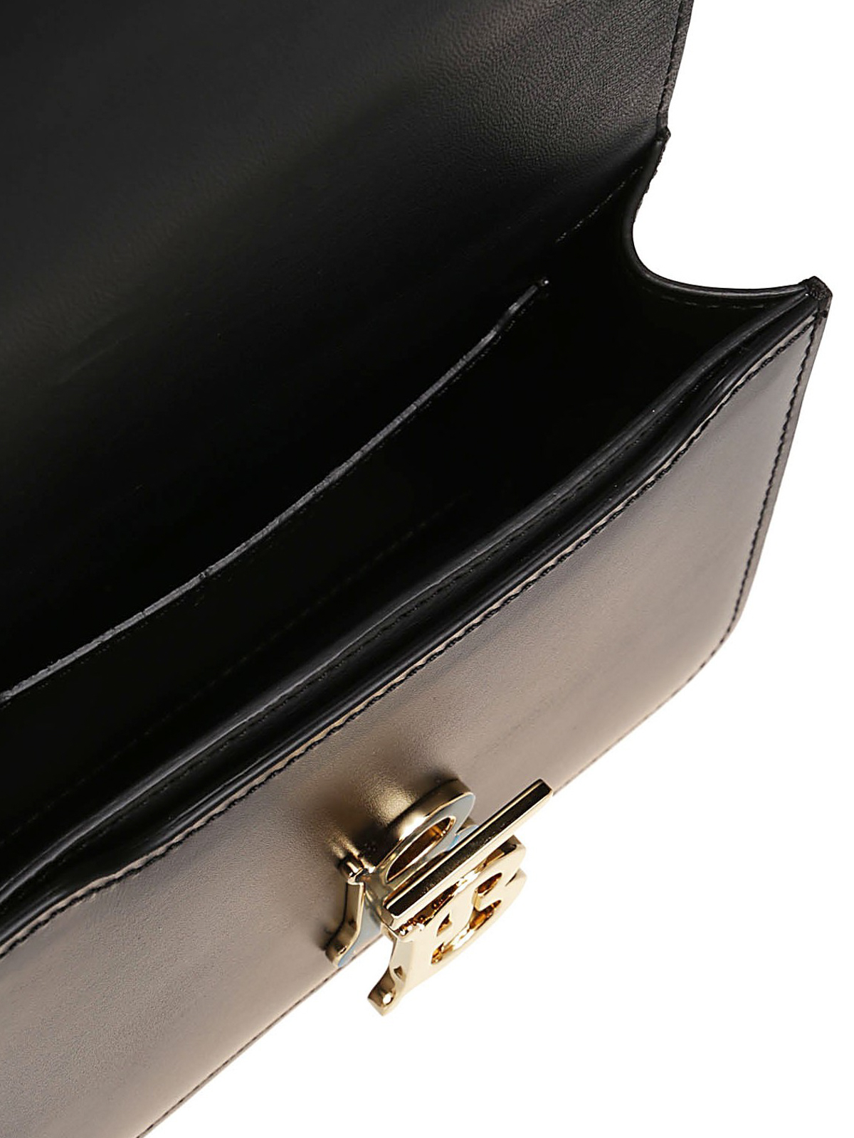 Burberry Black Smooth Calfskin Leather TB Shoulder Bag