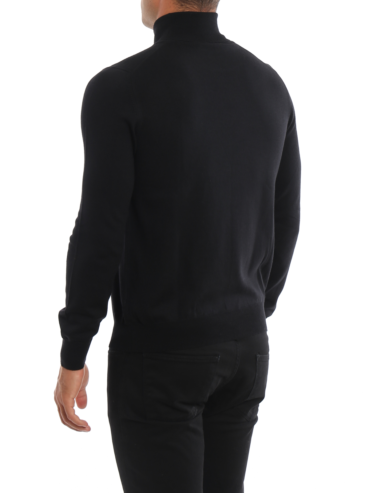 Shop Paolo Fiorillo Black Pure Wool Turtleneck Sweater