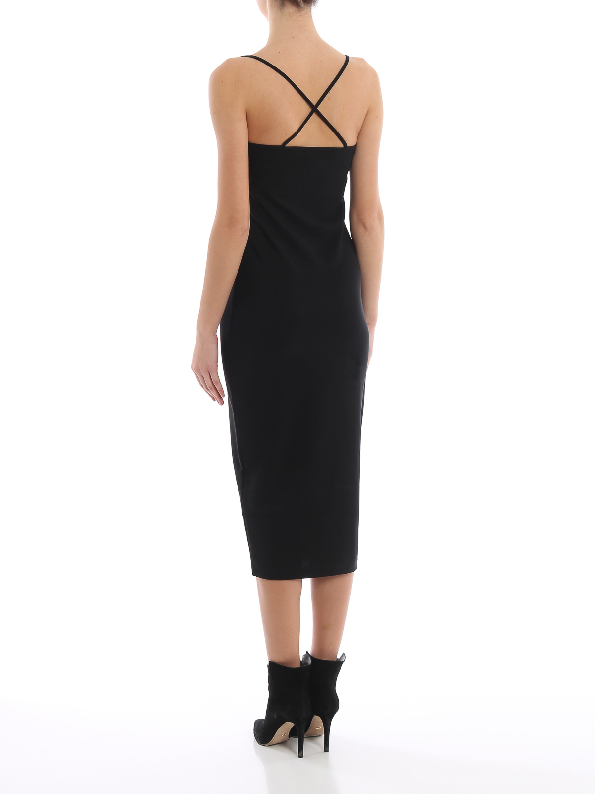 knee length dresses for ladies Reina Cut Out Bodycon Midi Dress in Black main image 0