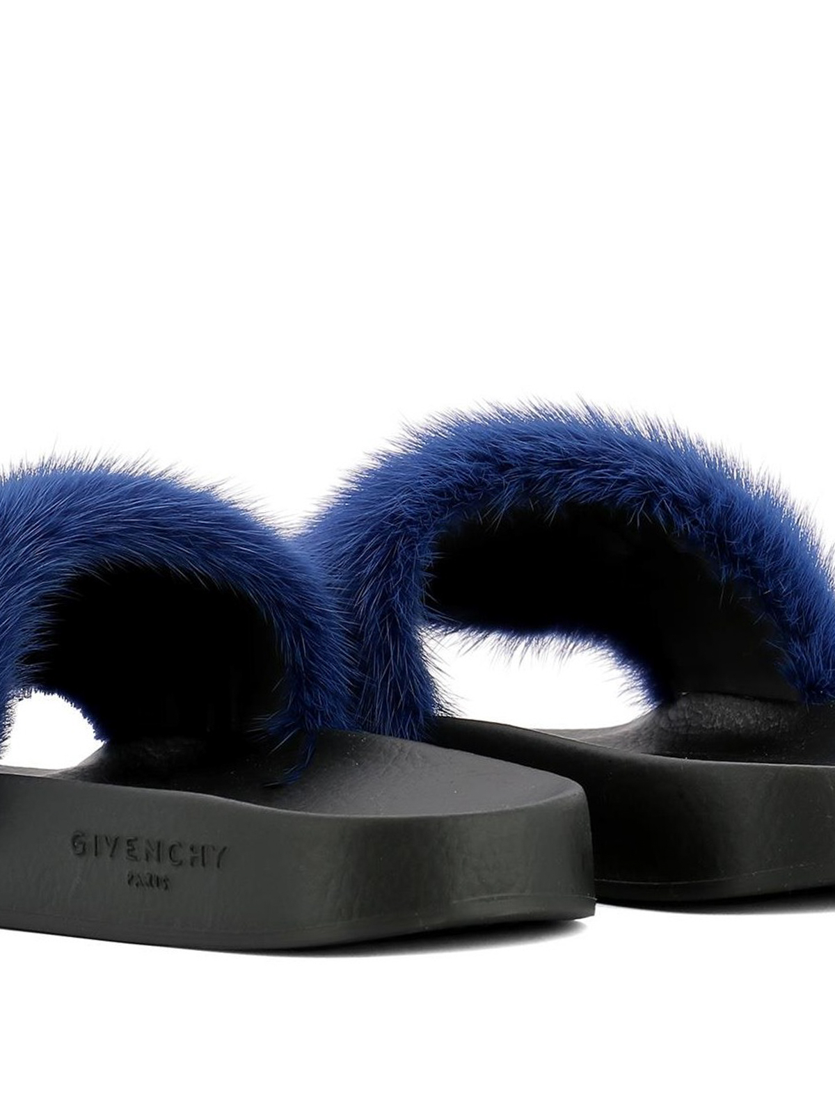 Sandals Givenchy - Blue mink fur slides - BE08209806422