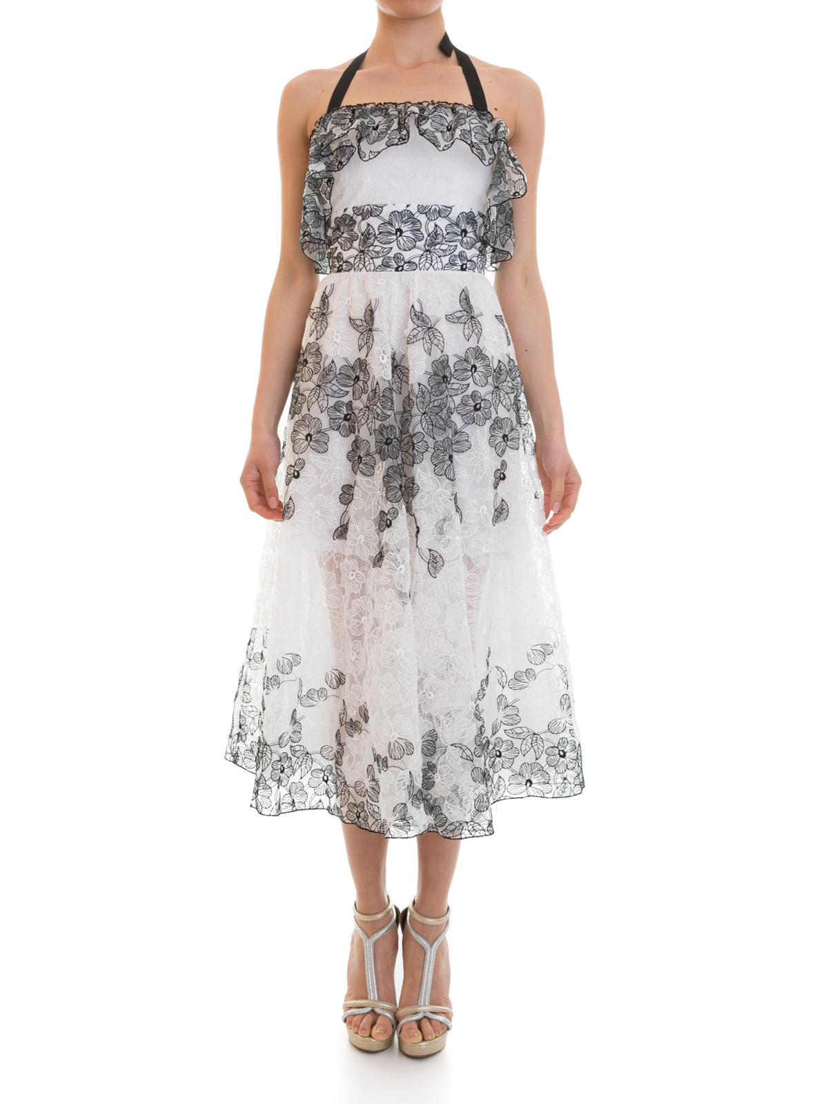 blugirl lace dress Blugirl Frilled bicolour lace dress - White