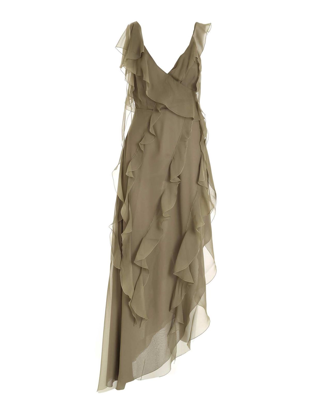 blumarine green dress Blumarine Green Sleeveless Floral Dress 10s main image 0