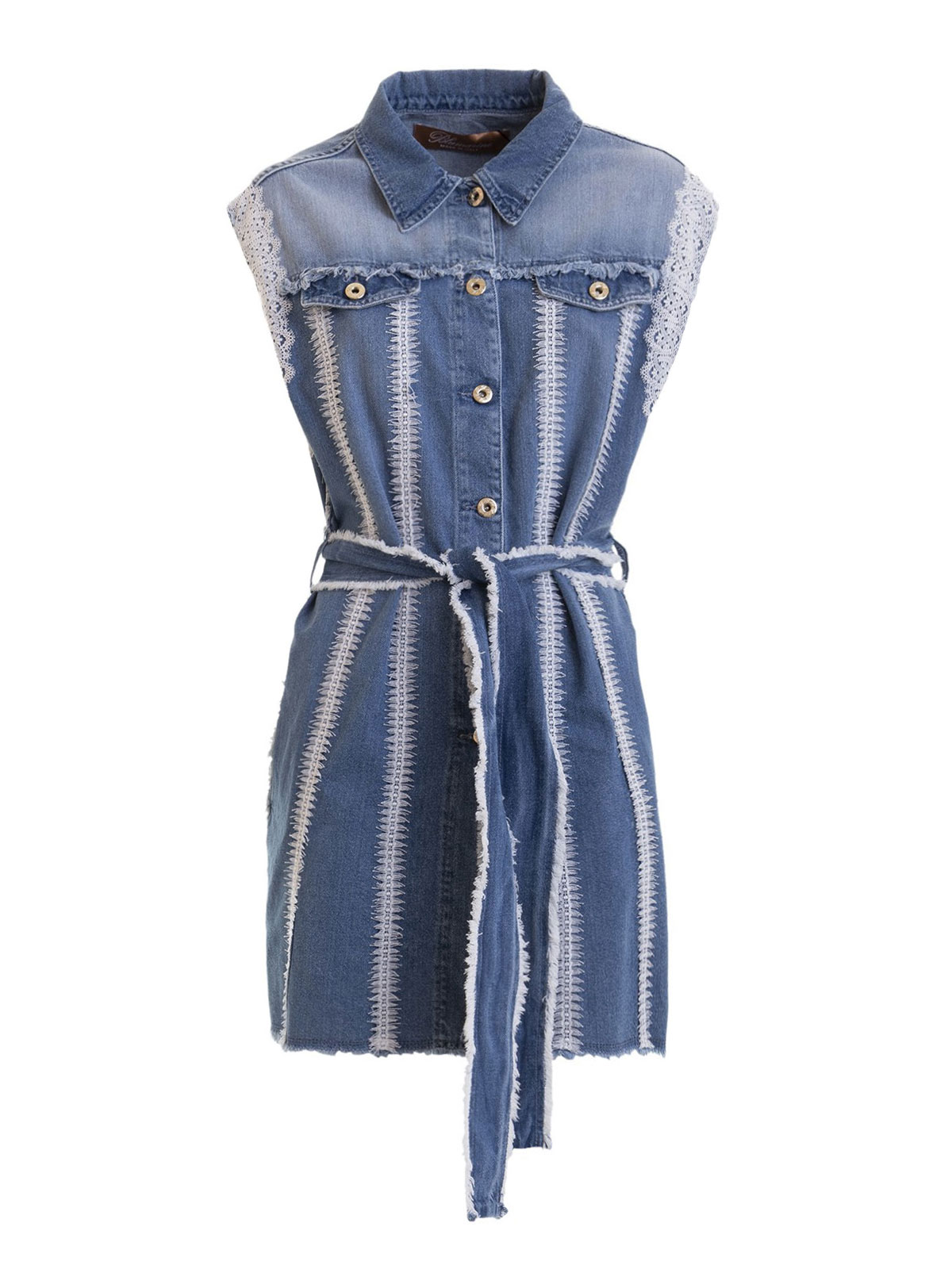 Short dresses Blumarine - Belted lace detailed denim dress - 3599170