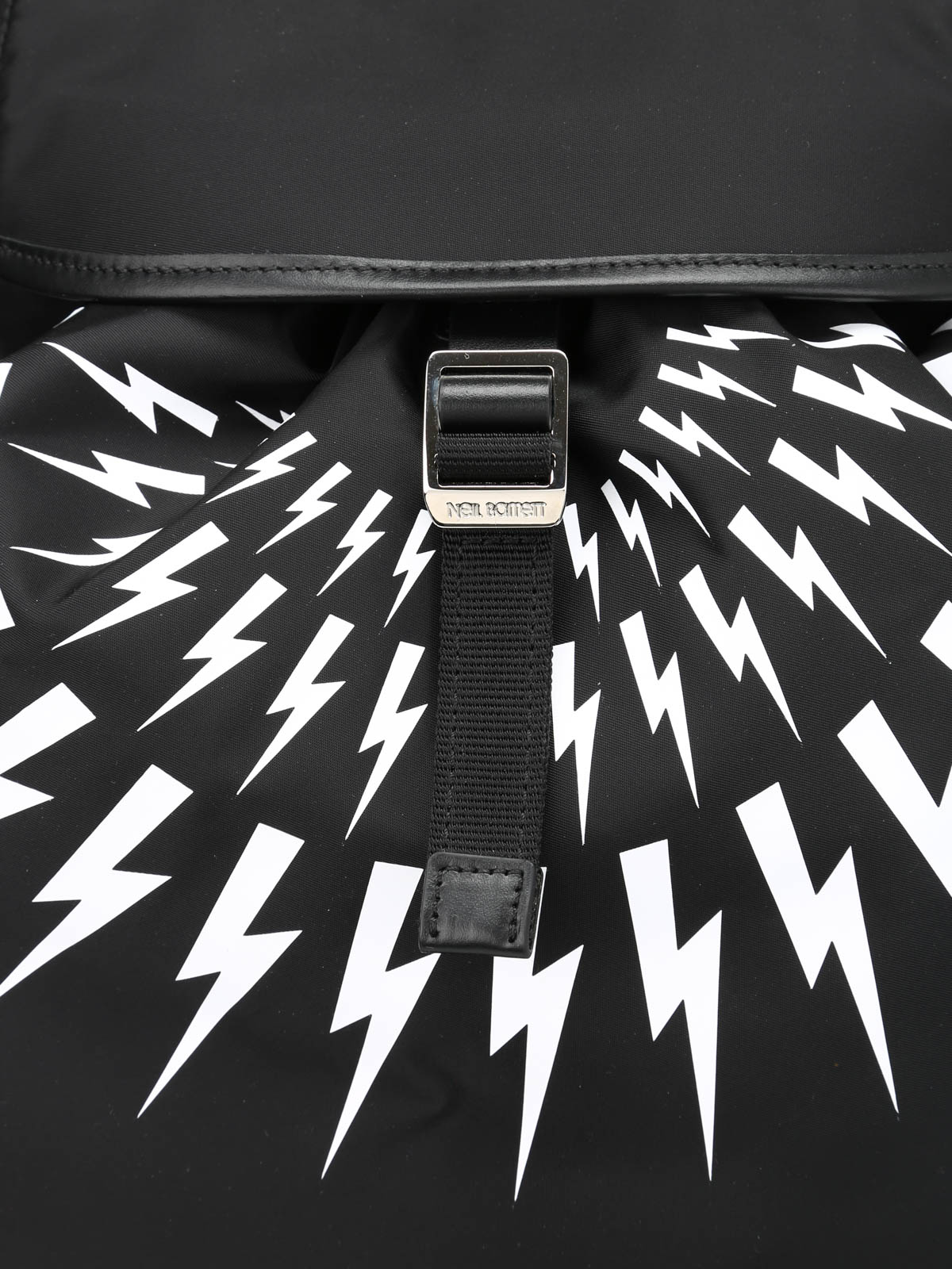 Neil Barrett Bolt print nylon flat backpack - Men|BBO166E9103524