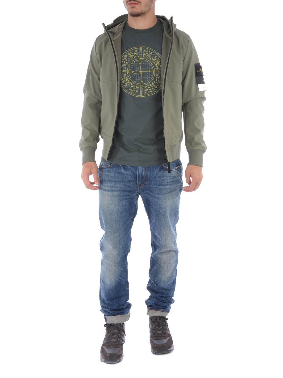 Stone Island Bomber Soft shell - ライトグレイ|Q0422V0055