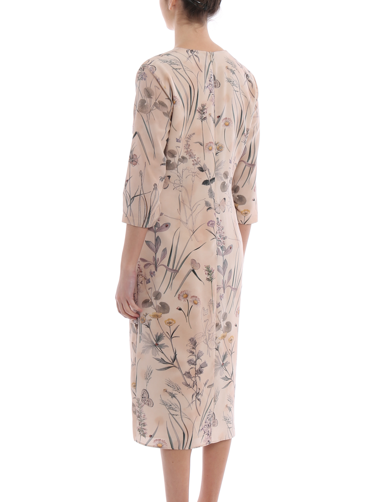 Bottega Veneta Botanic print silk draped dress | 478514VEKL09901