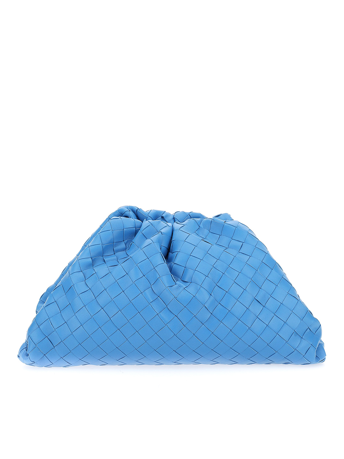 【関税&送料込】Bottega Veneta Clutch Bottega Veneta The Pouch woven leather clutch in blue