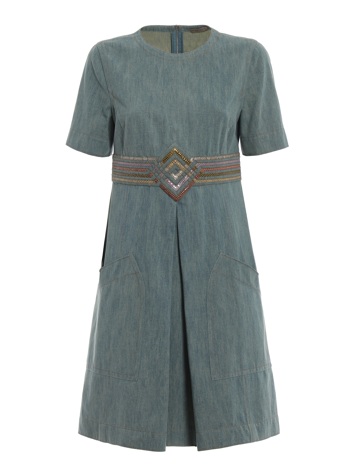 Bottega Veneta Denim dress with python effect details|542475VEWT14750