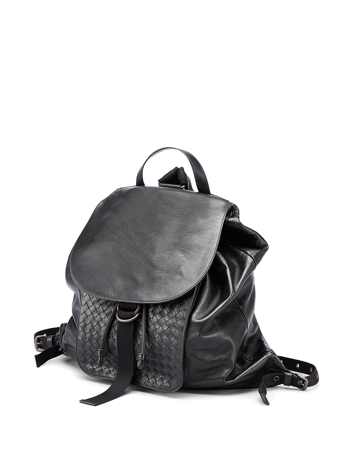 Intrecciato Leather Backpack in Black - Bottega Veneta