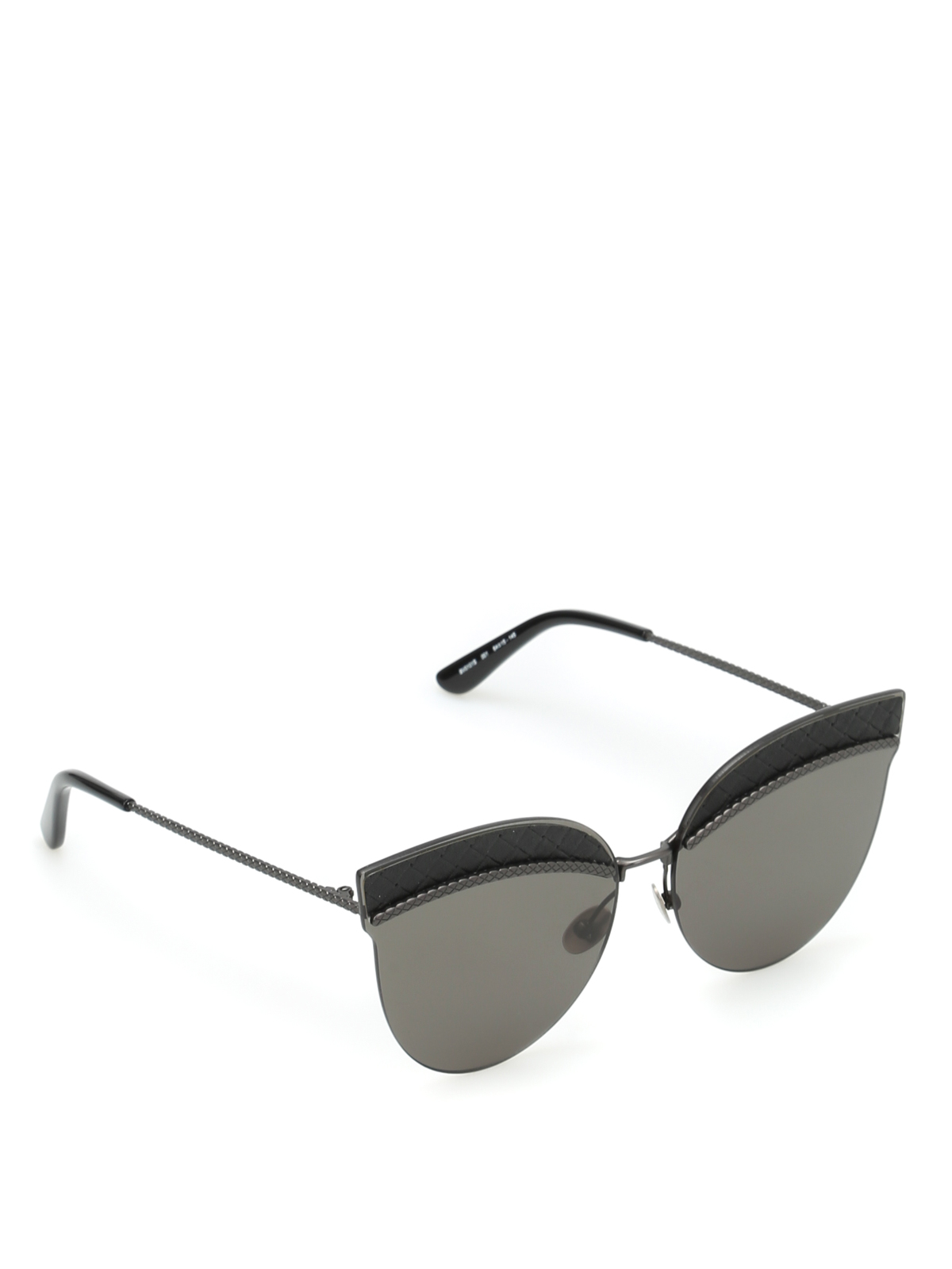 Bottega Veneta Leather Detail Cat Eye Sunglasses Bottega Veneta Leather details sunglasses - Silver|BV0101S002 main image 4