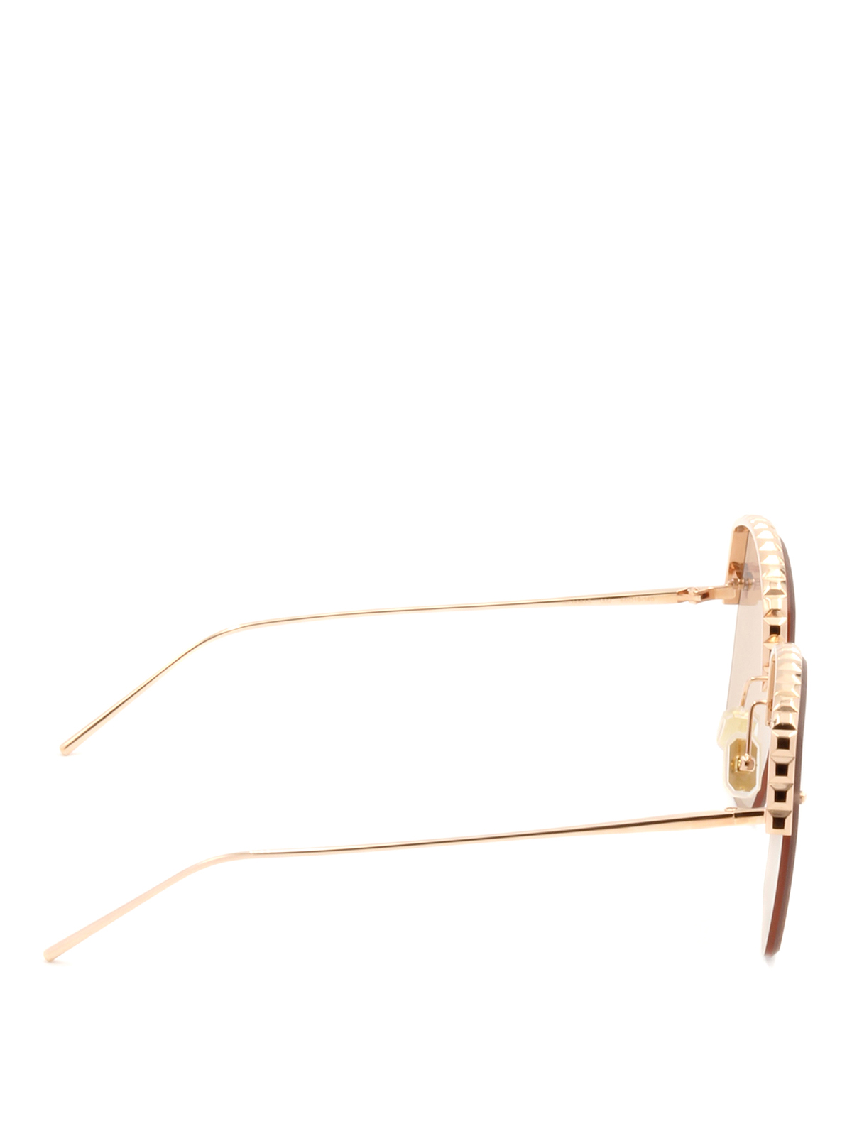 Boucheron Half-frame pink lenses sunglasses - Gold|BC0053S2