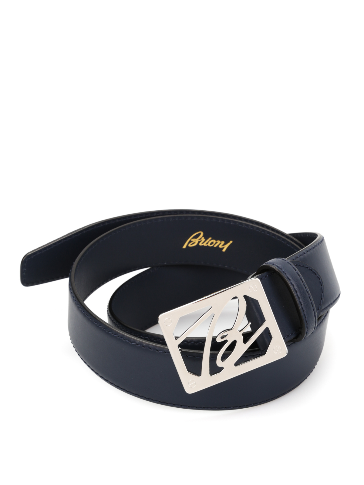 ベルト Brioni - Leather belt with logo buckle - OBB325PZ7119100