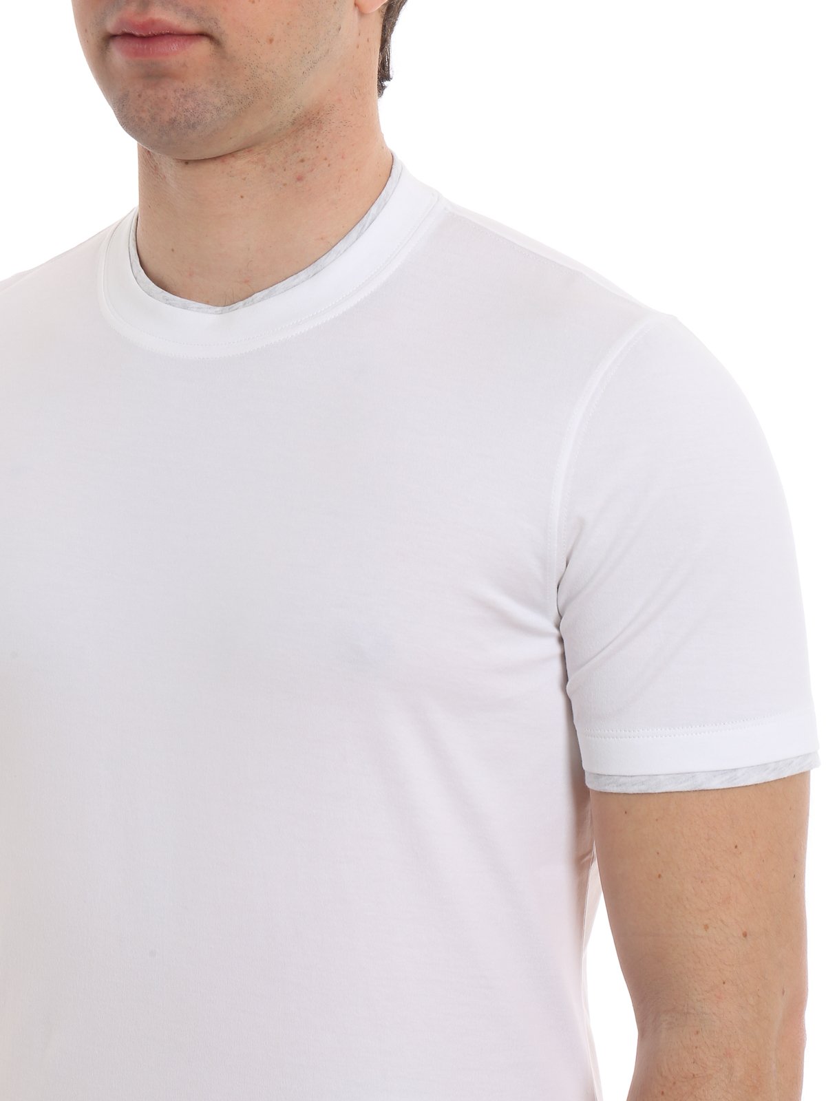 【送料込】BRUNELLO CUCINELL スリムフィット Tシャツ Brunello Cucinelli Men's Slim Fit Tipped T-Shirt | Neiman Marcus
