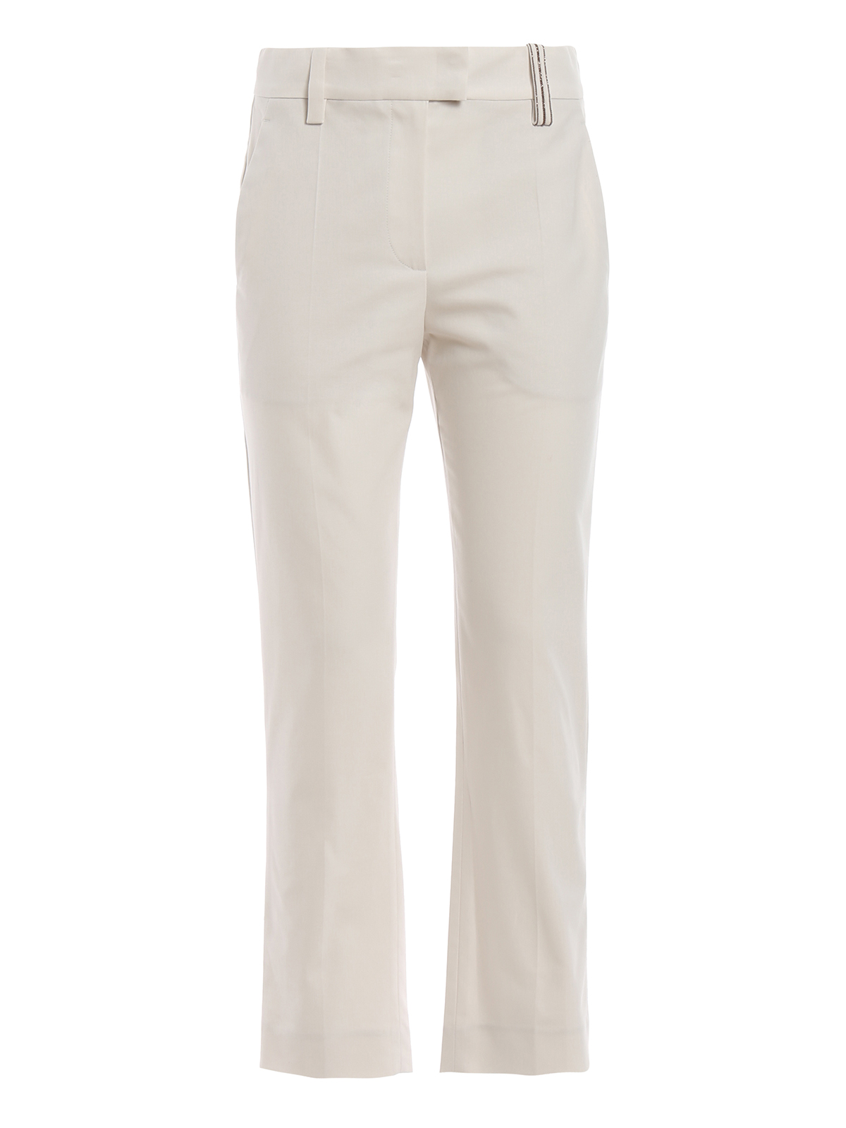 Light blue windowpane cotton-linen low waisted pleated cuffed lightweight Cigarette  Trousers | Sumissura