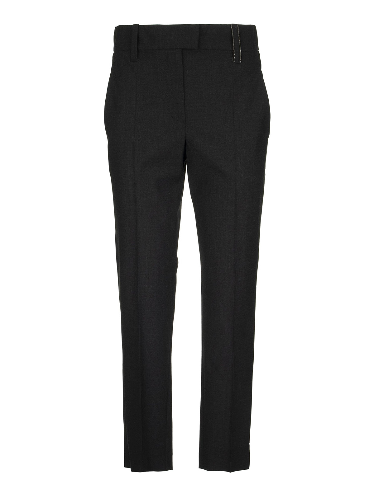 Brunello Cucinelli Tropical Luxury Wool Cigarette Trousers In Black