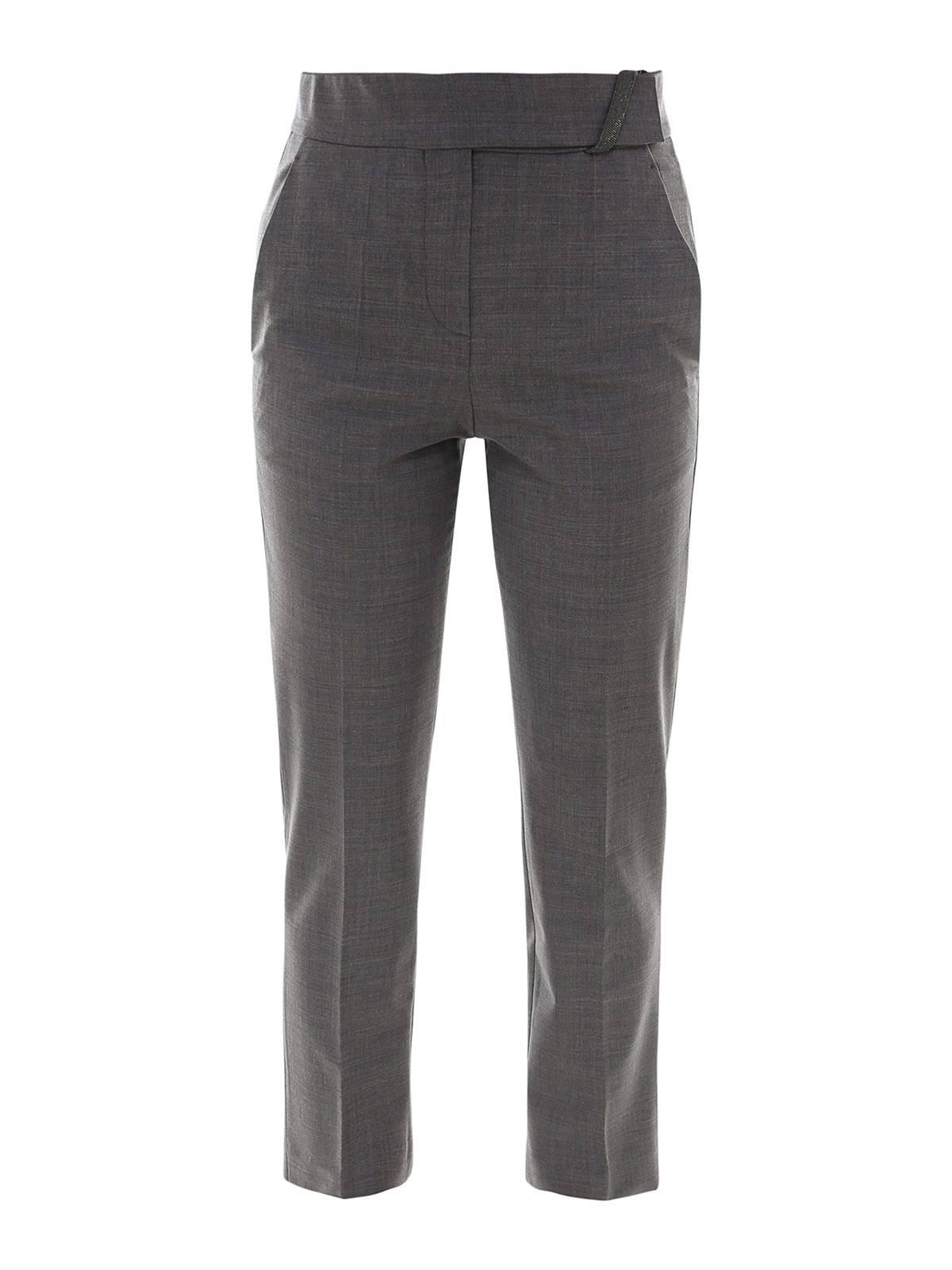 Shop Brunello Cucinelli Wool Blend High Rise Trousers In Grey