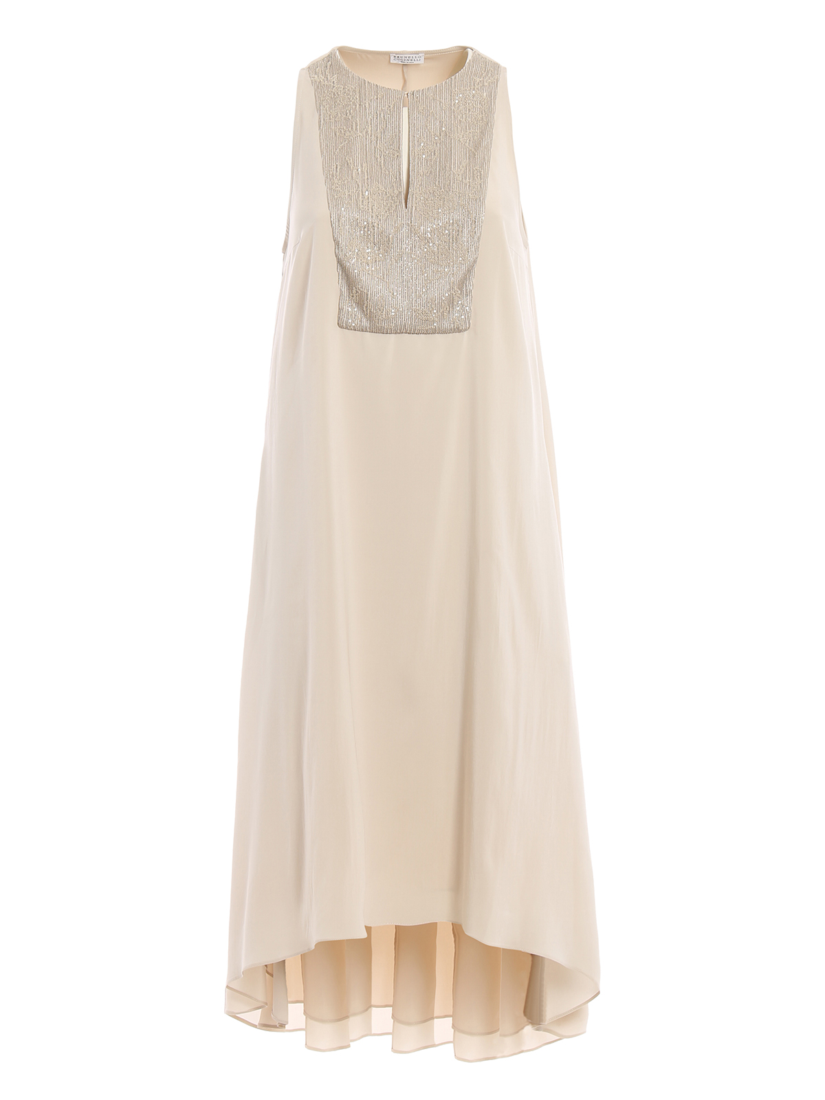 Cocktail dresses Brunello Cucinelli - Embellished front silk sleeveless  dress - MF948ADC71CE751