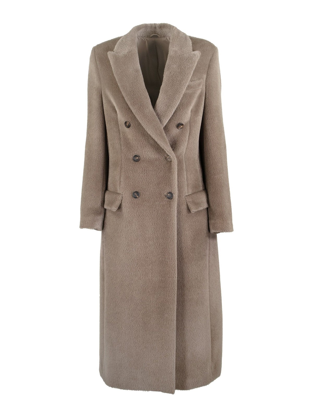 Brunello Cucinelli Wool Alpaca Blend Coat In Light Brown